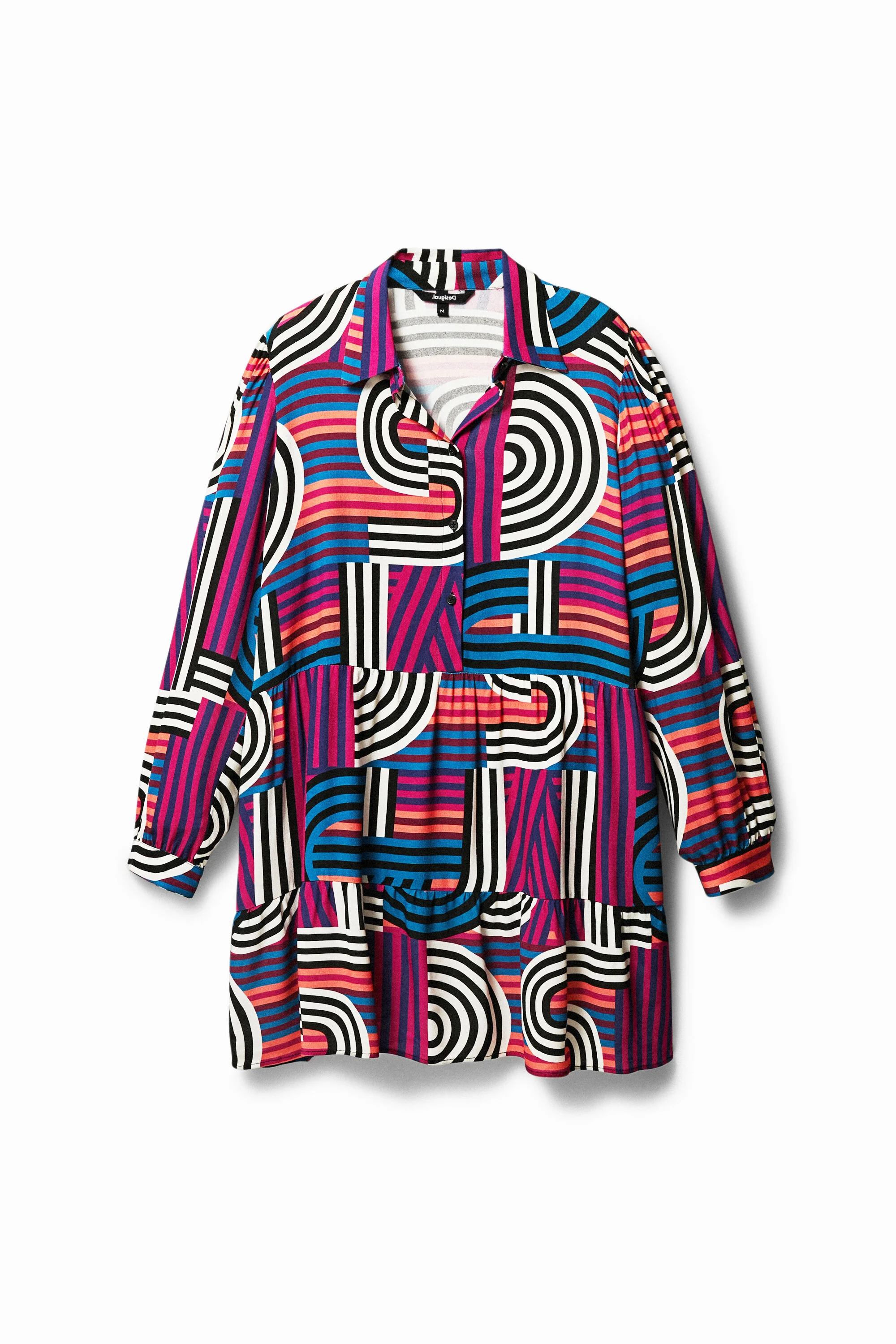 Vestido corto camisero geometr&iacute;as