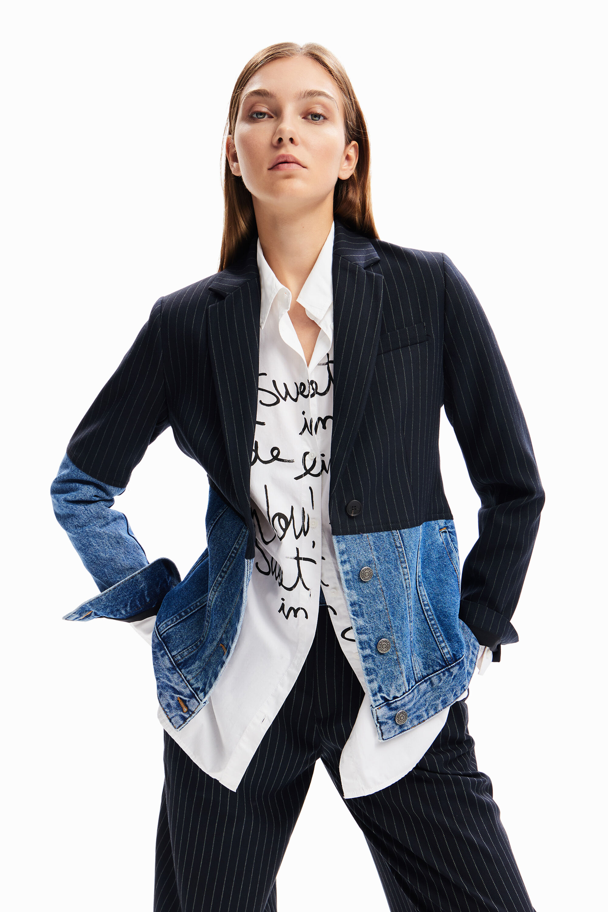 Blazer h&iacute;brida denim