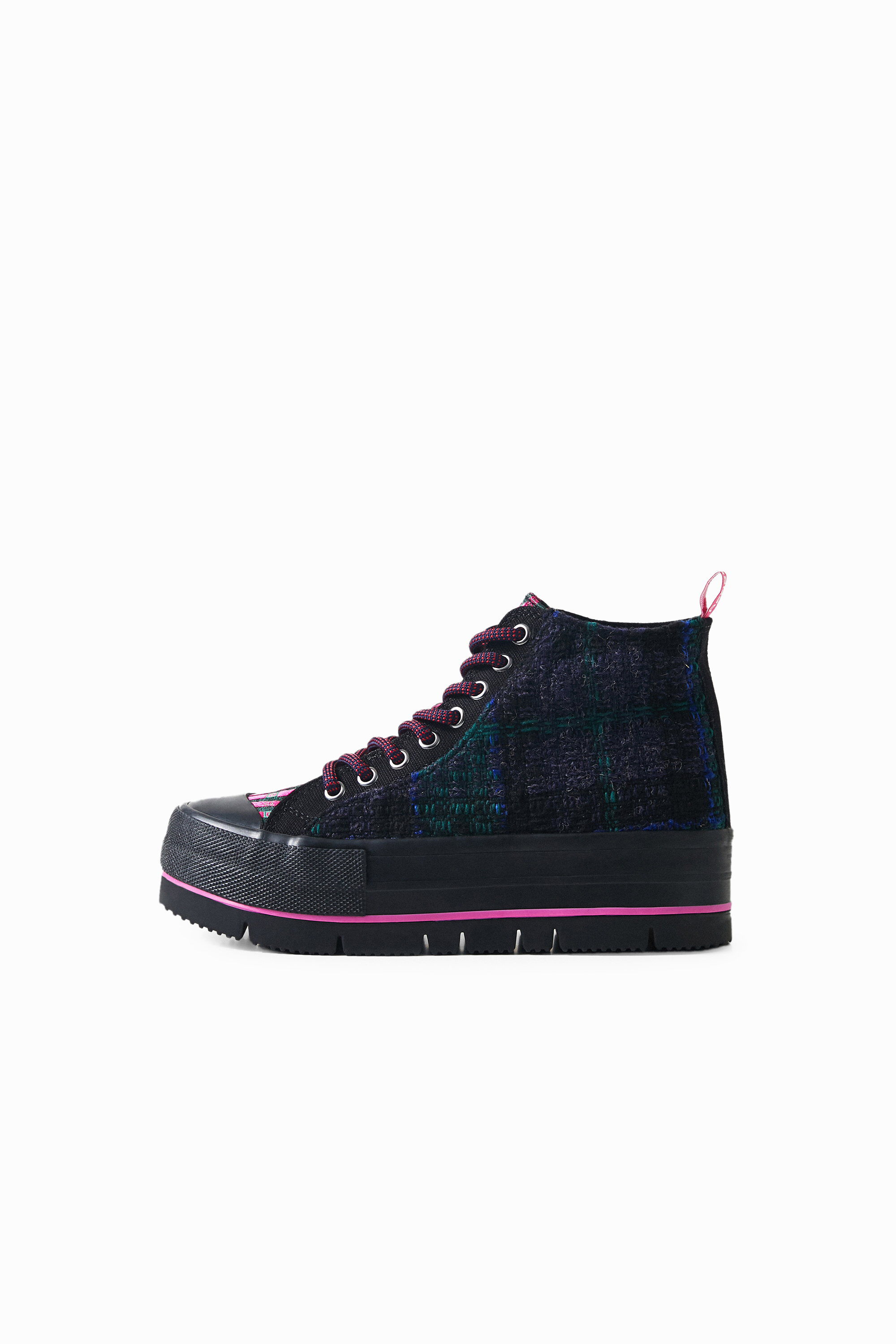 Zapatilla alta plataforma cuadros