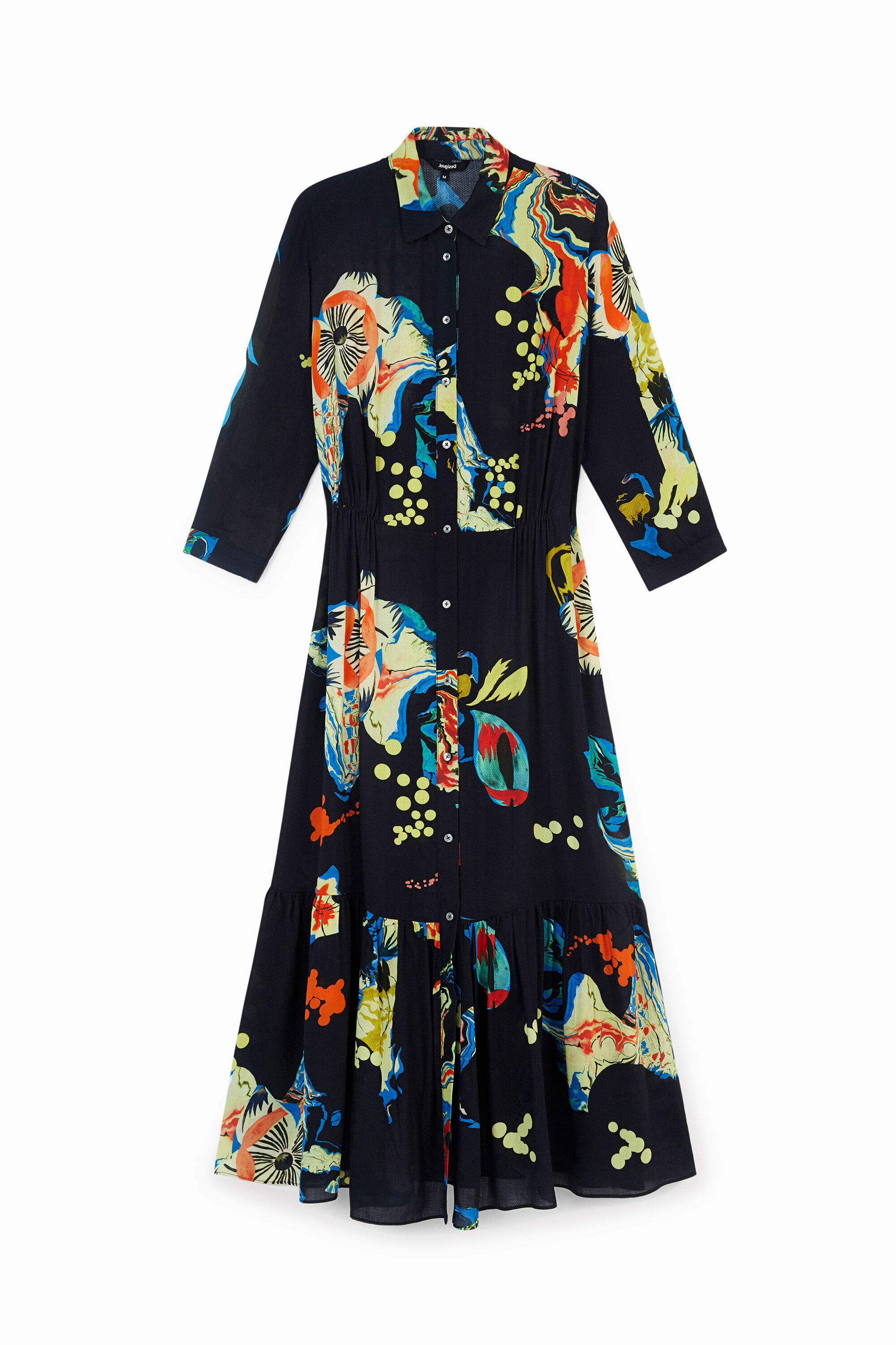 Vestido camisero largo estampado