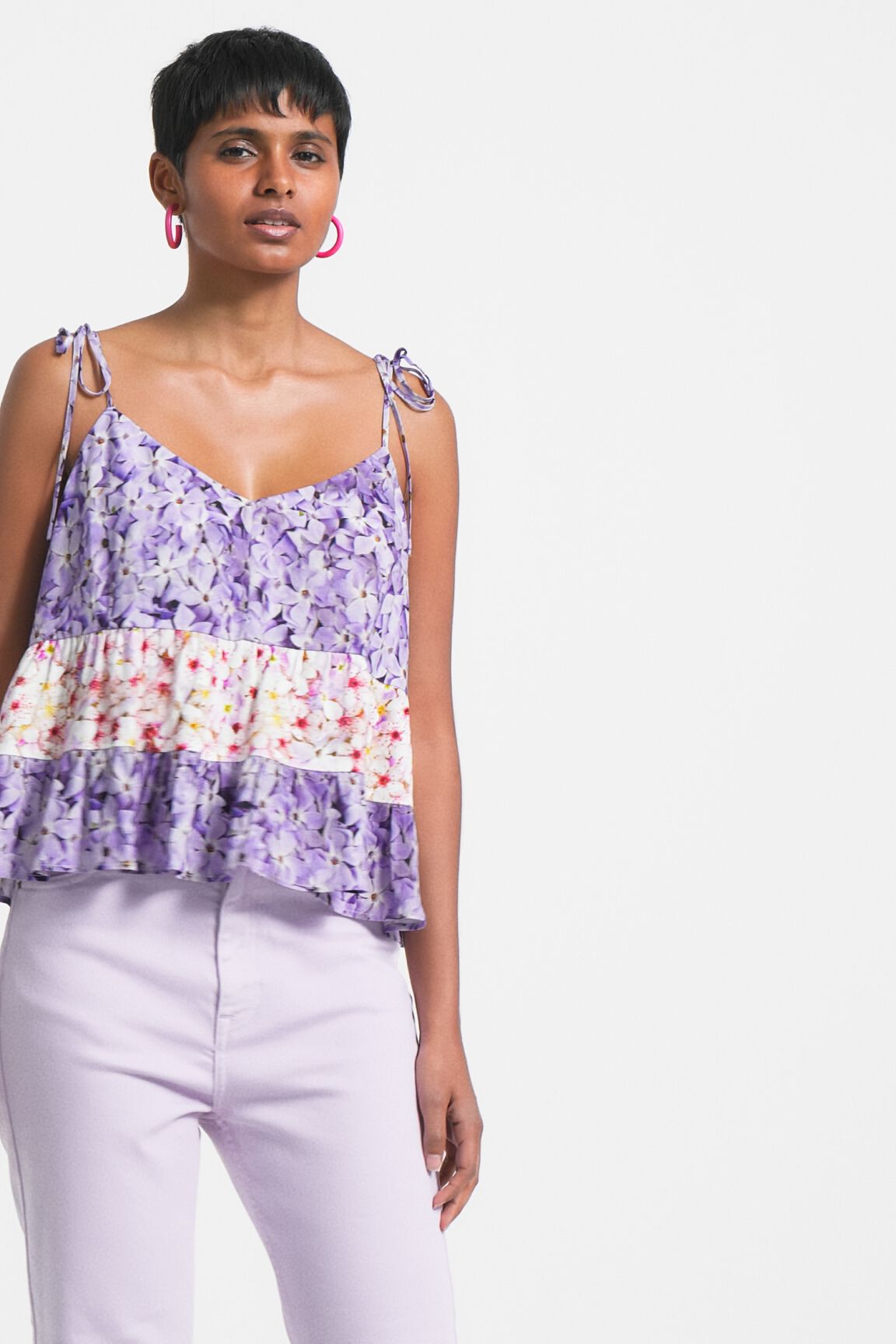 Top de tirantes floral