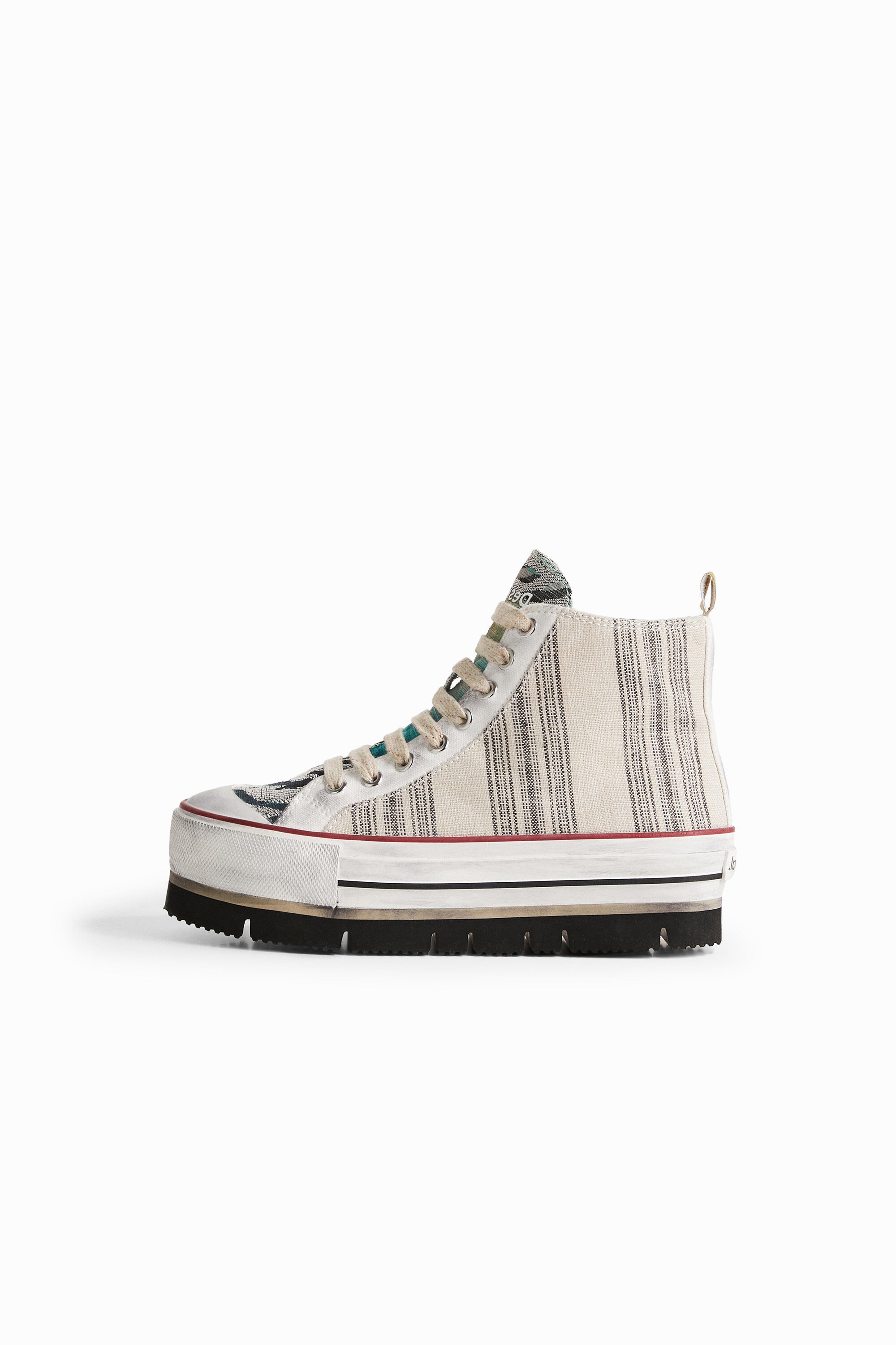 Sneakers altas plataforma rayas