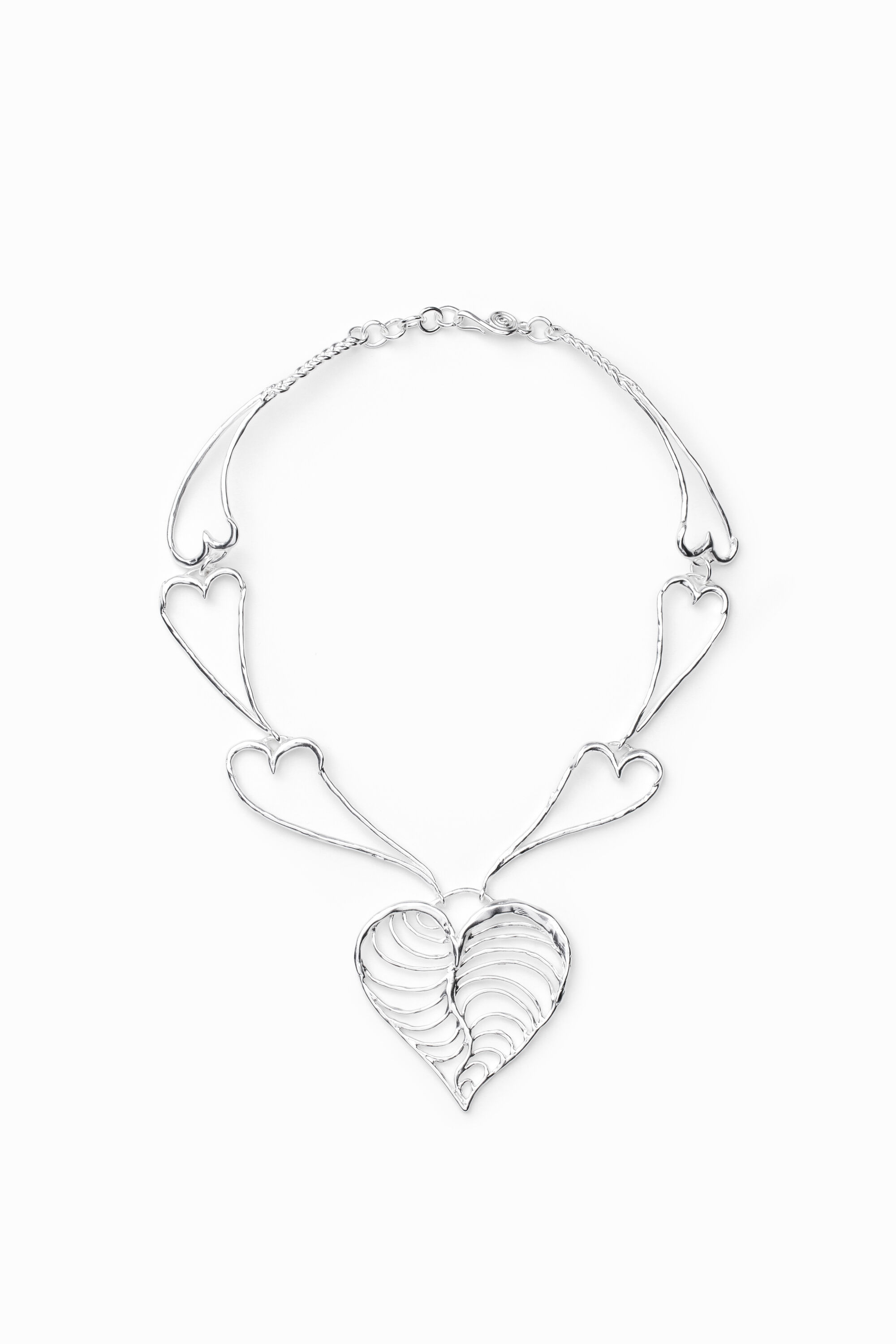 Collar corazones ba&ntilde;o plata Zalio