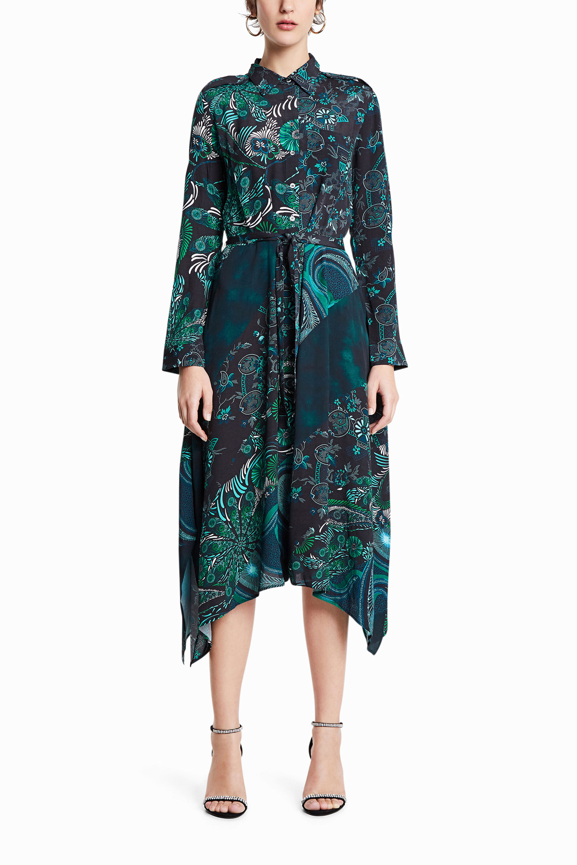 Vestido camisero midi estampado