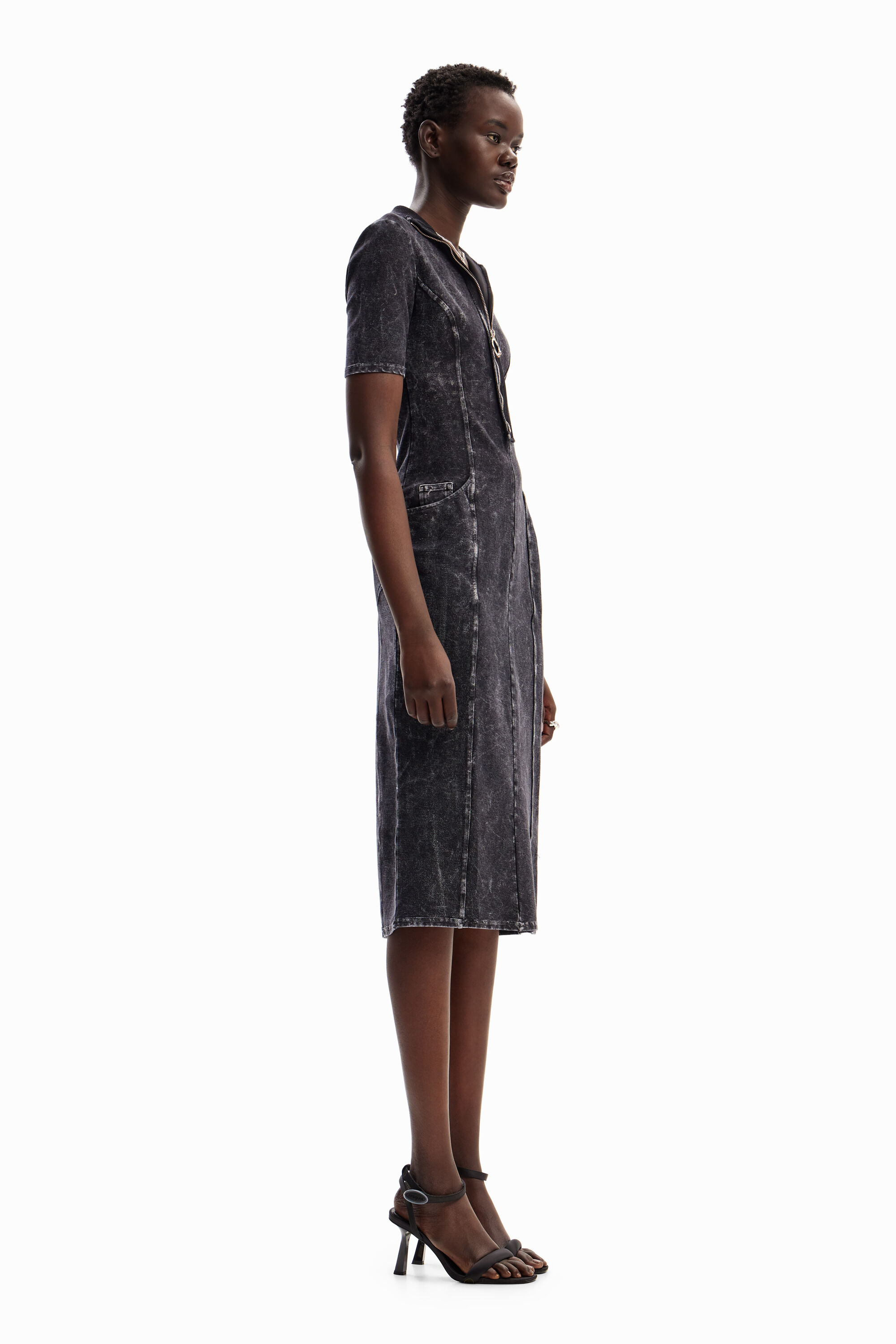 Vestido midi denim degradado