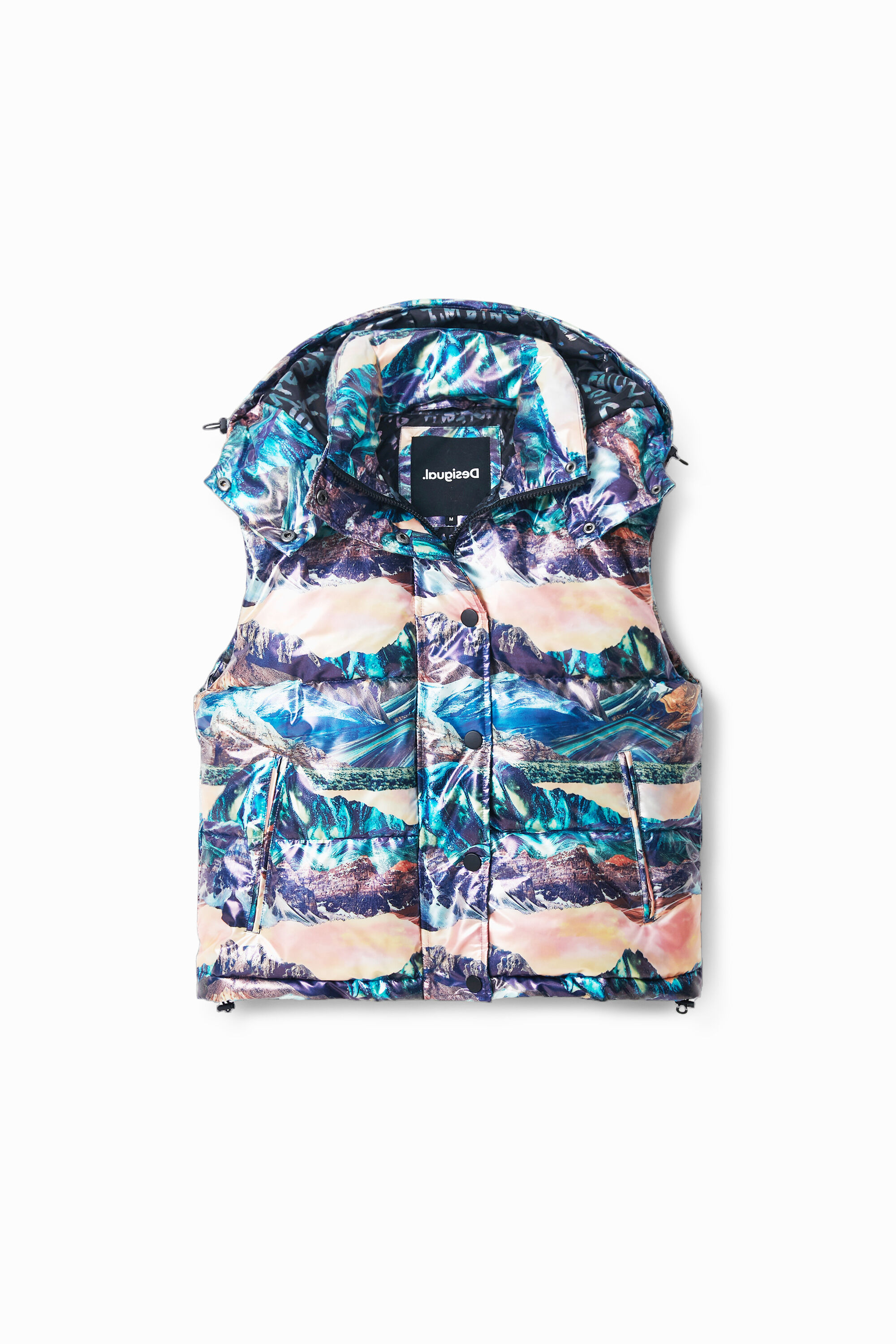 Chaleco padded iridiscente paisajes