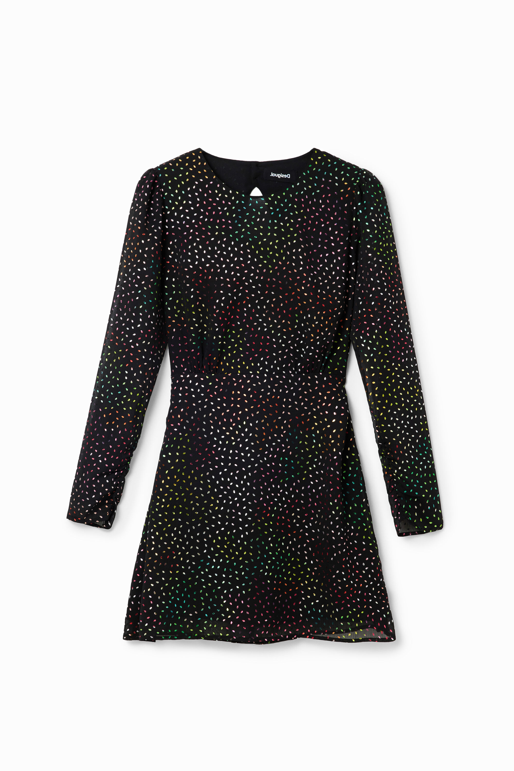 Vestido corto cut-out brillo