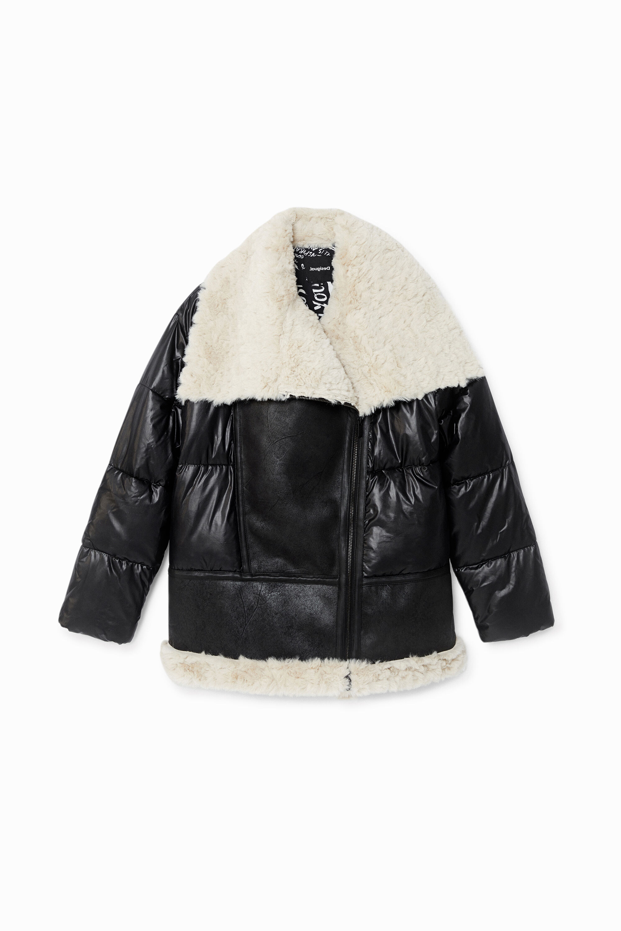 Chaqueta biker oversize acolchada borreguito