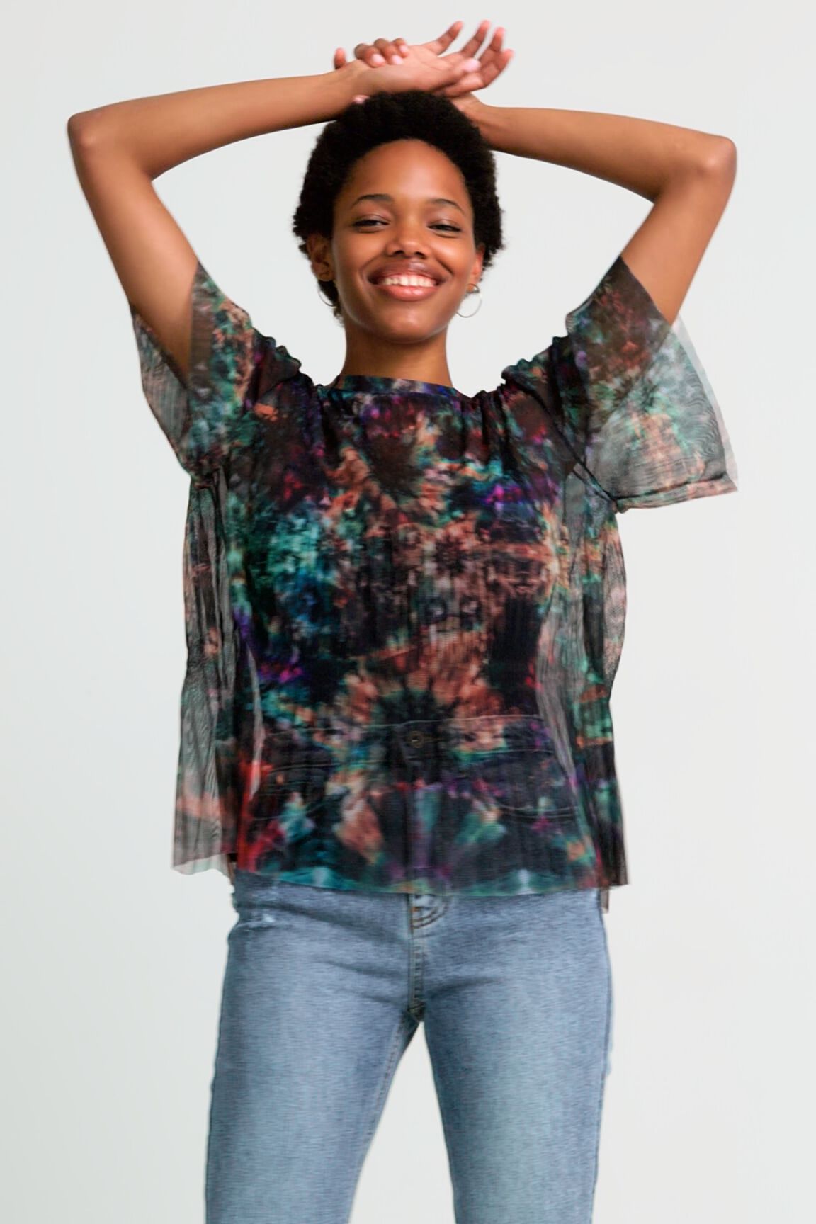 Camiseta rejilla tie-dye