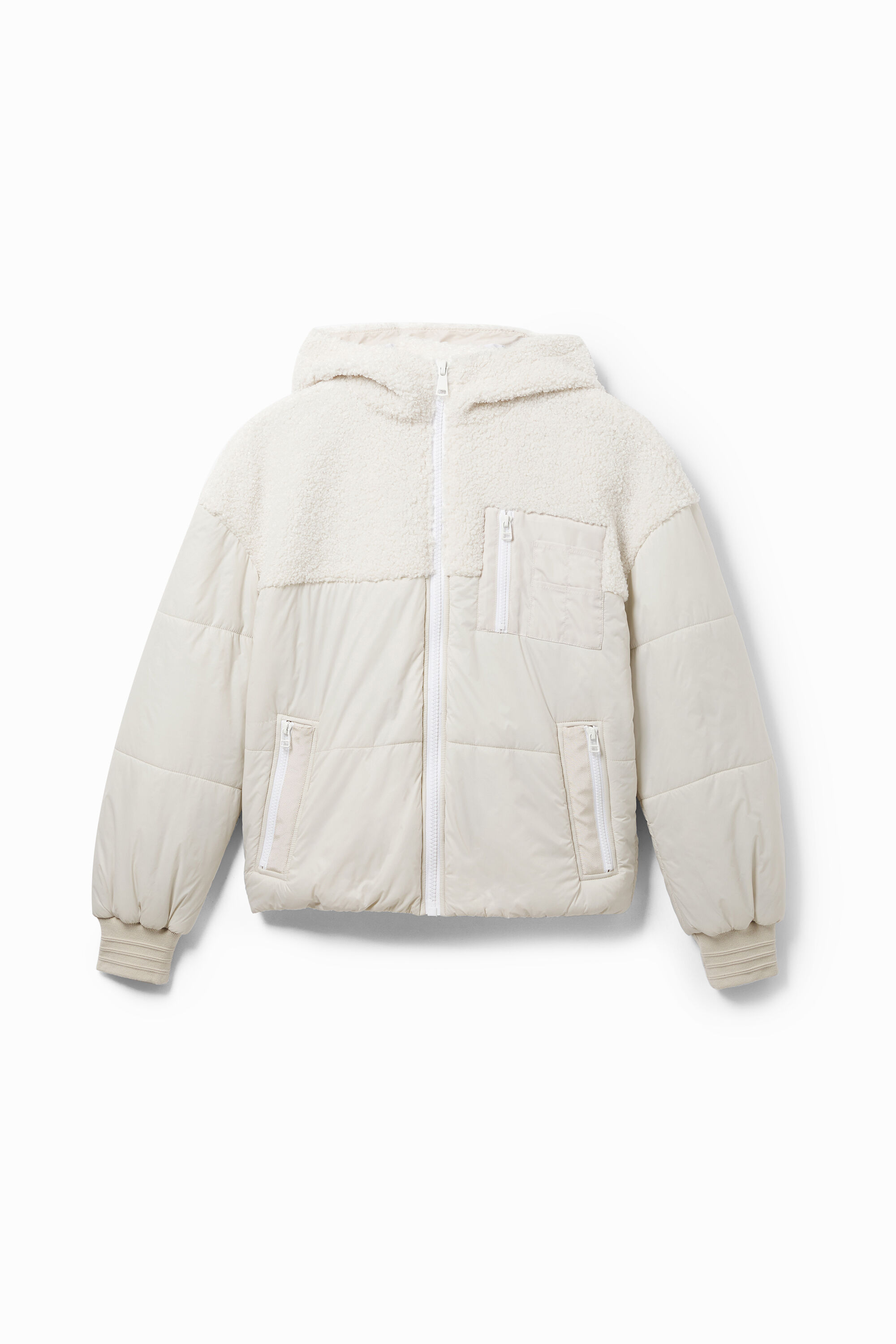 Chaqueta acolchada borreguito capucha