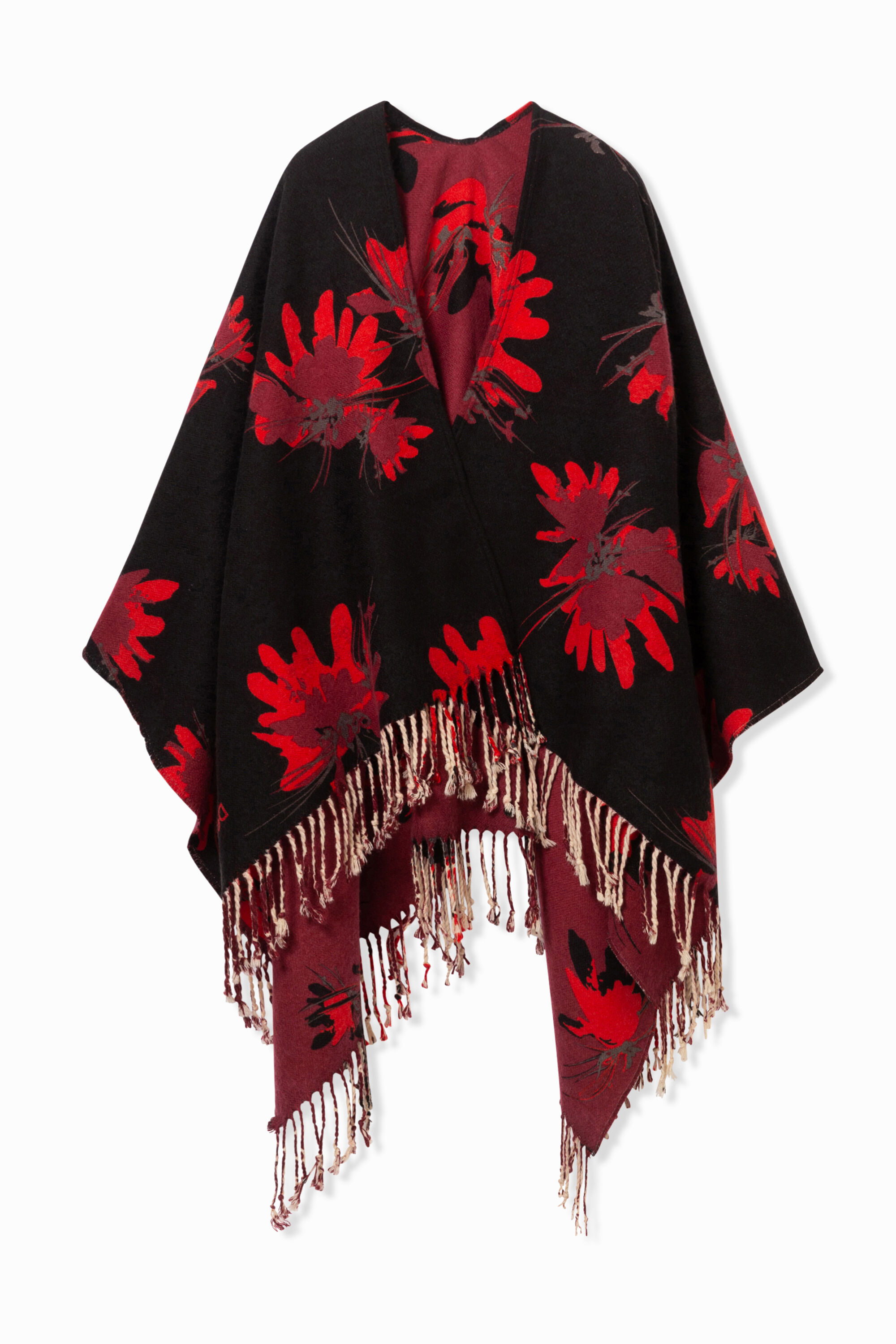 Poncho reversible floral