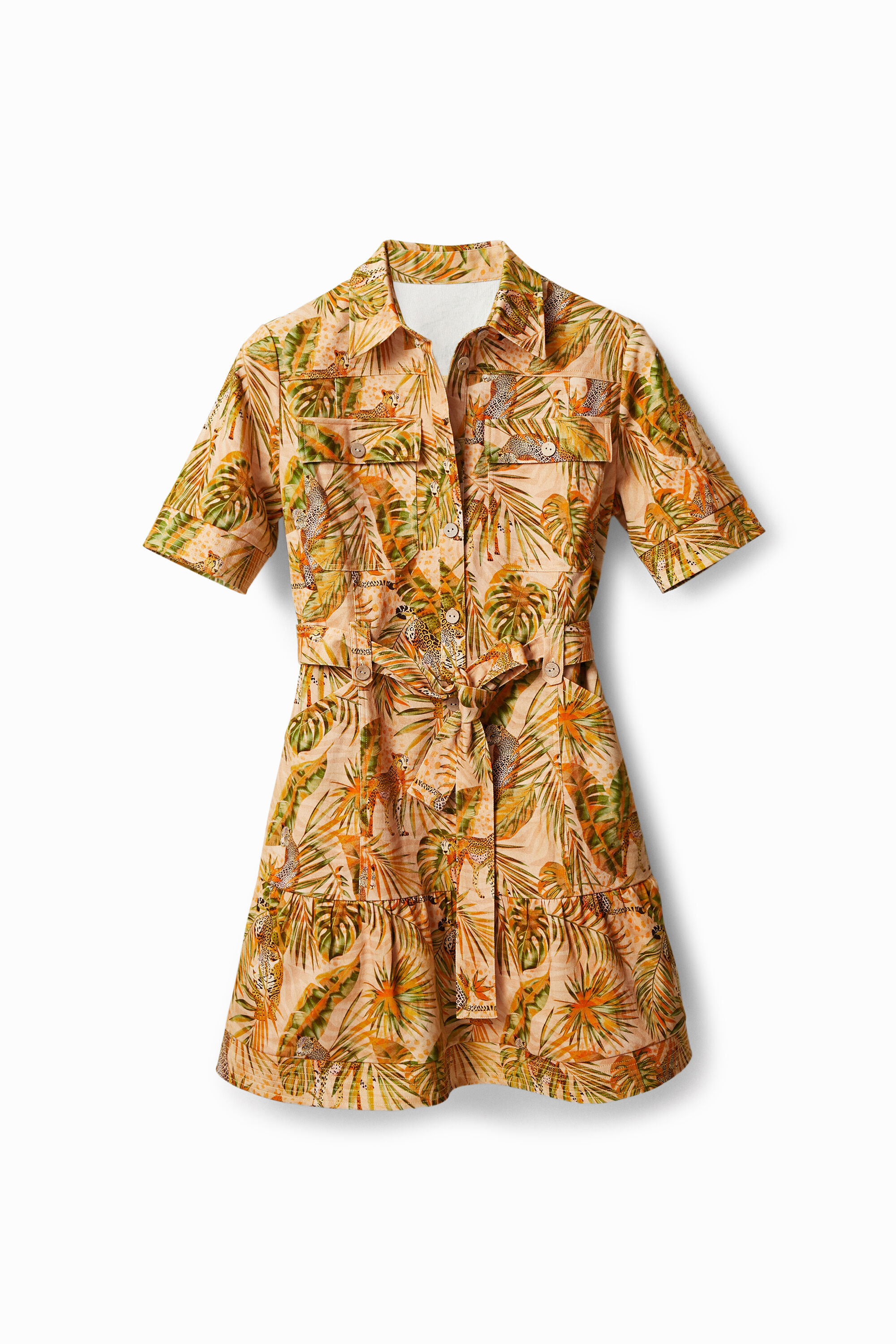 Vestido camisero tropical