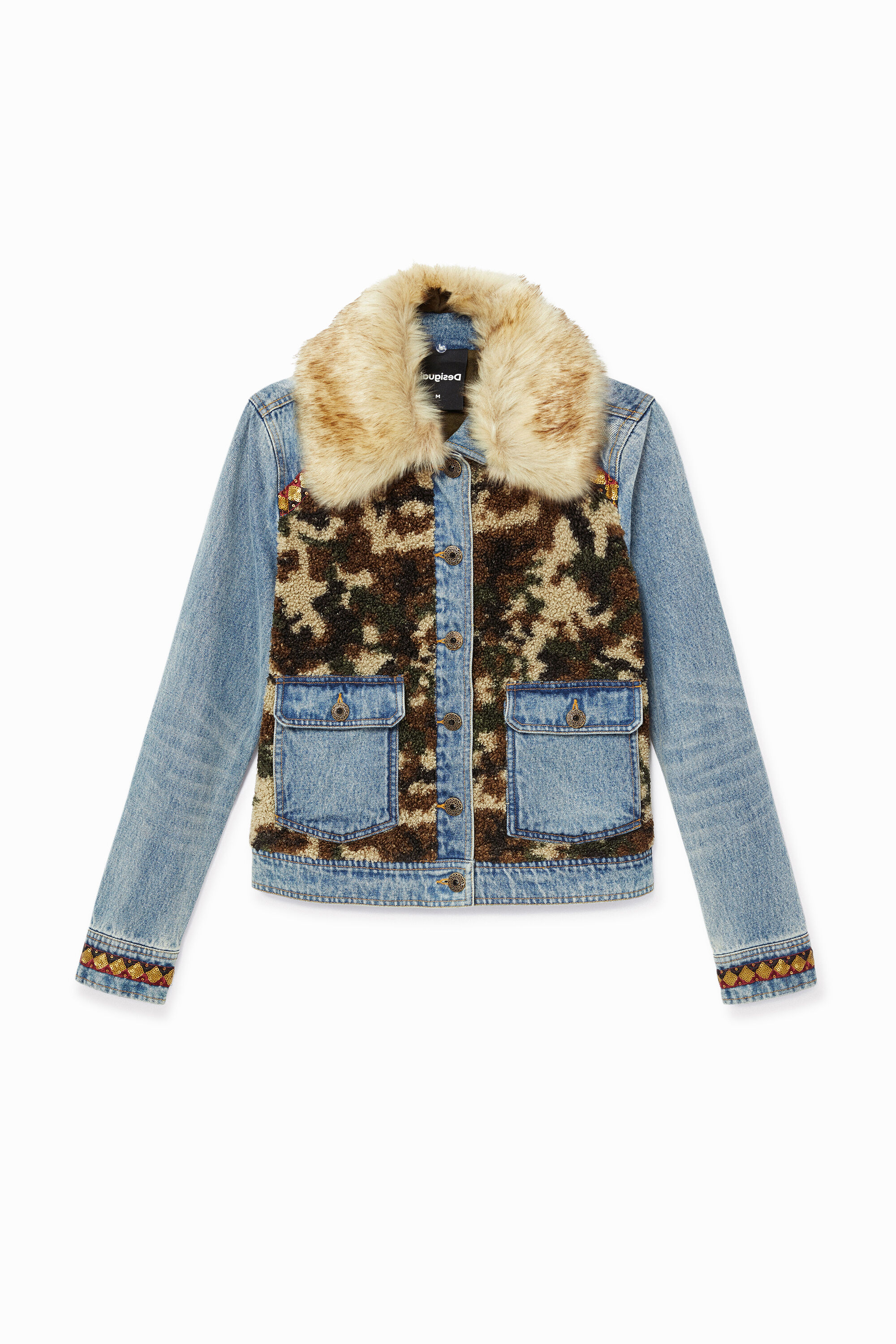 Chaqueta vaquera slim efecto pelo