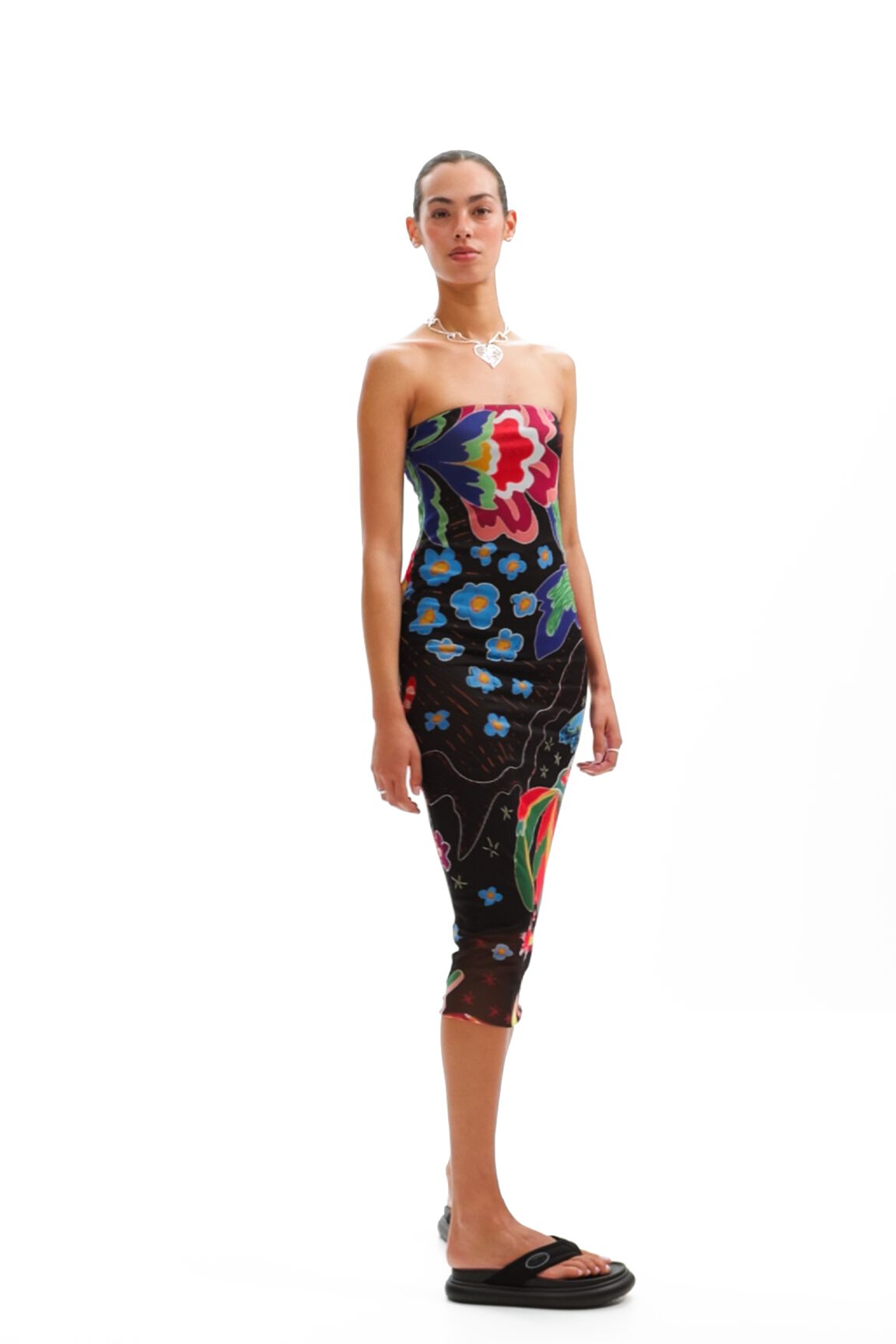 Vestido midi bandeau dibujos jungla
