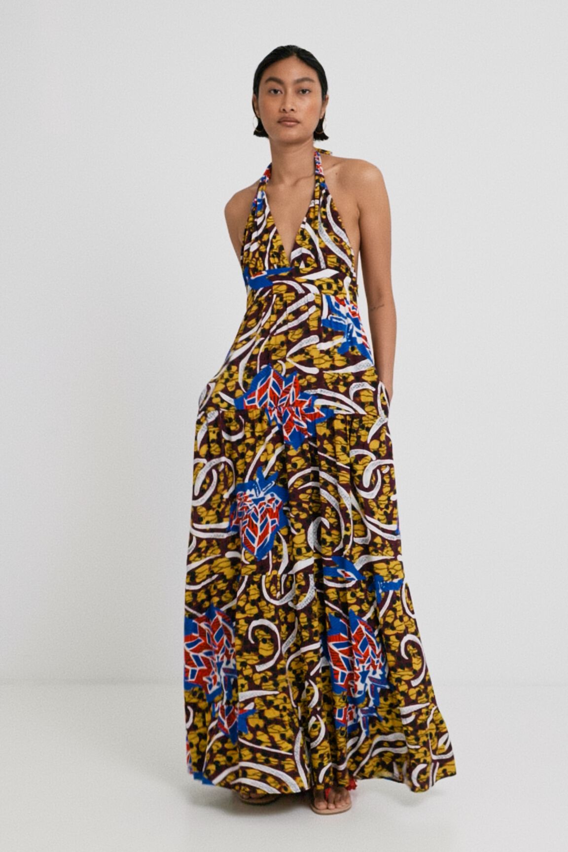 Vestido largo halter Stella Jean
