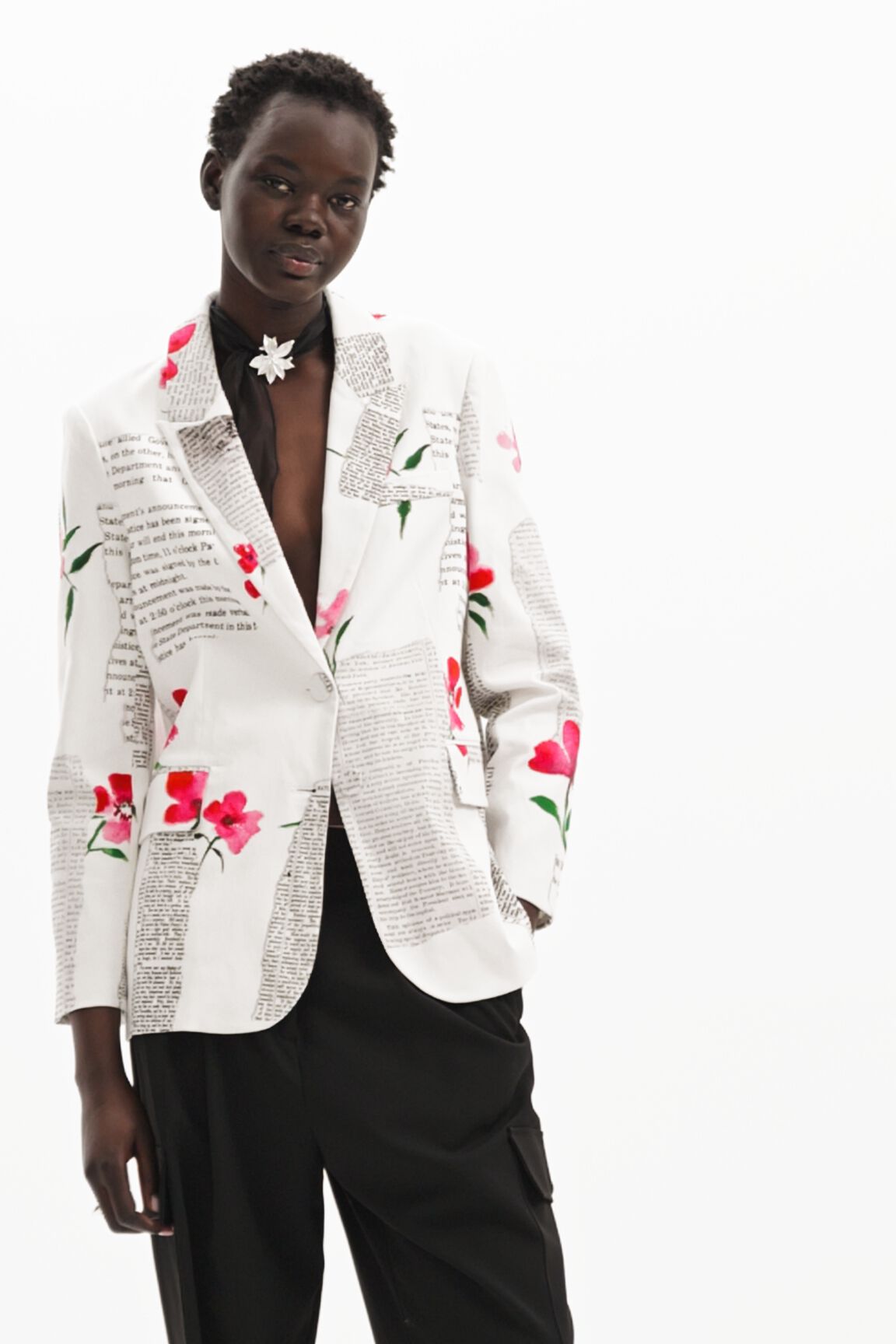 Blazer recta texto flores