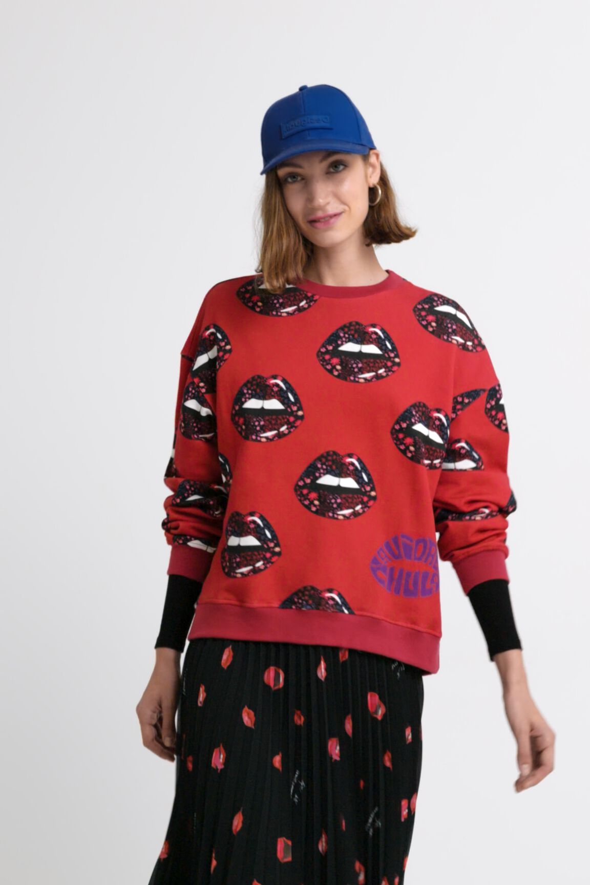 Sudadera felpa labios