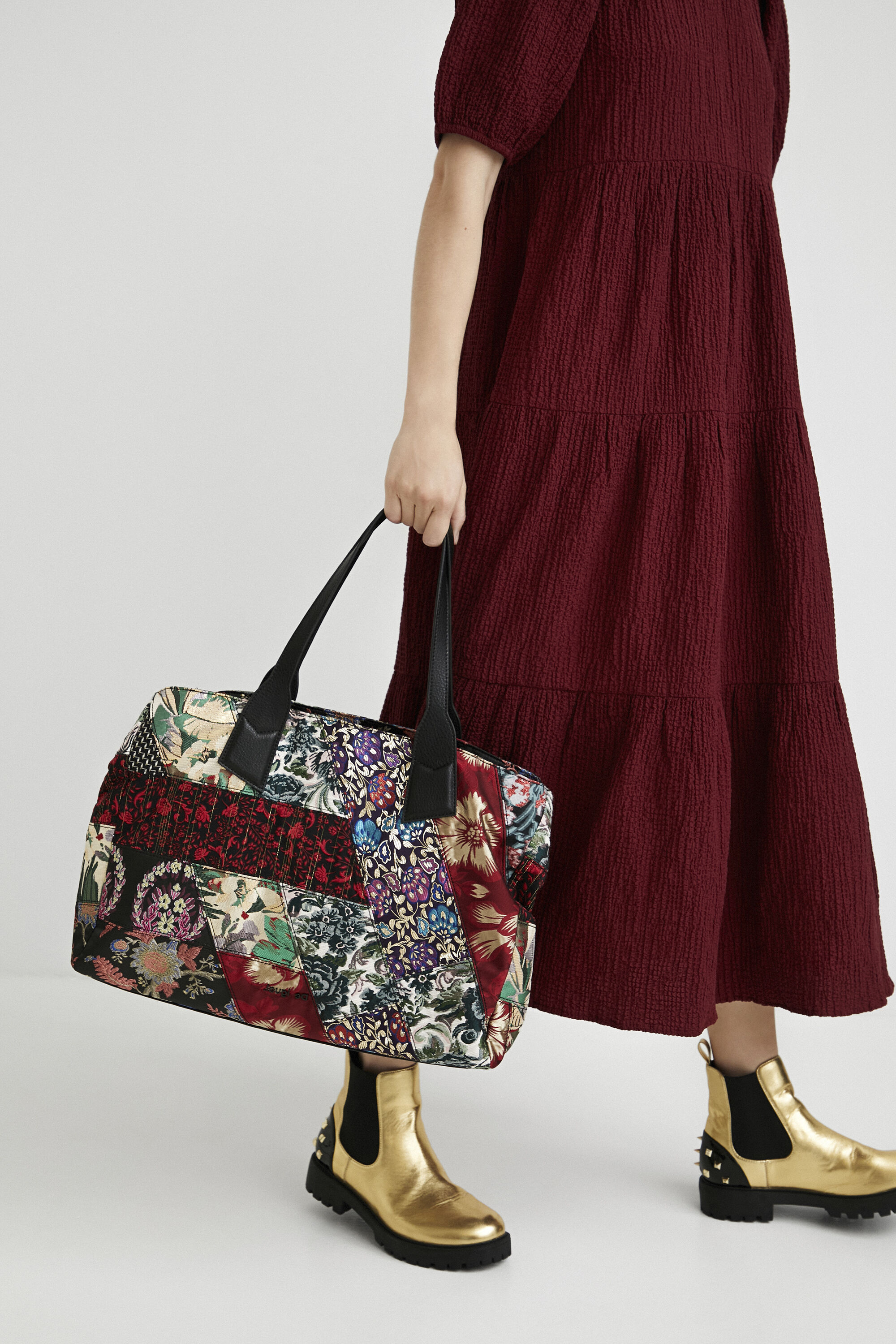 Bolso shopping bag jacquard floral