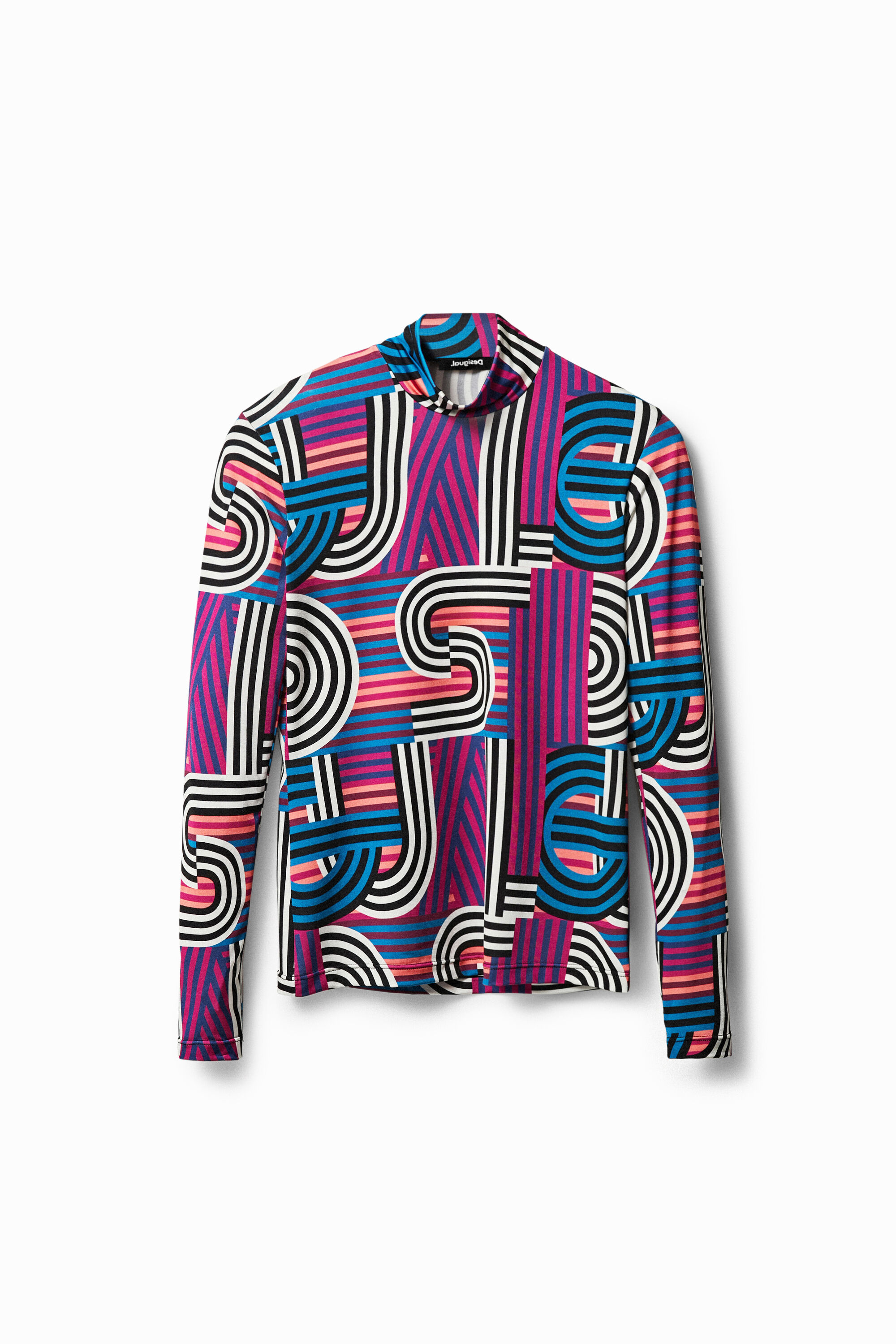 Camiseta cuello alto geometr&iacute;as