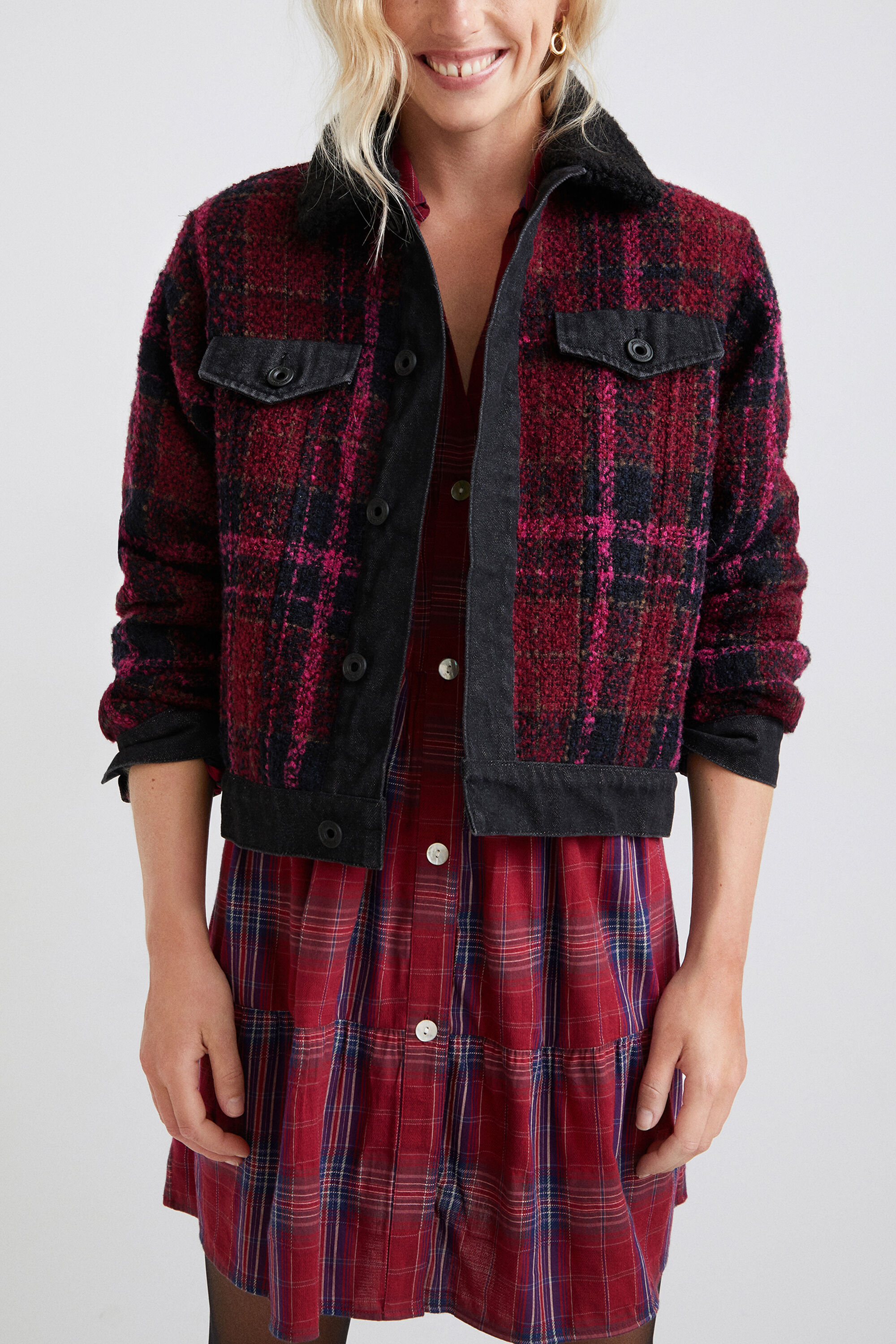 Chaqueta lana tart&aacute;n