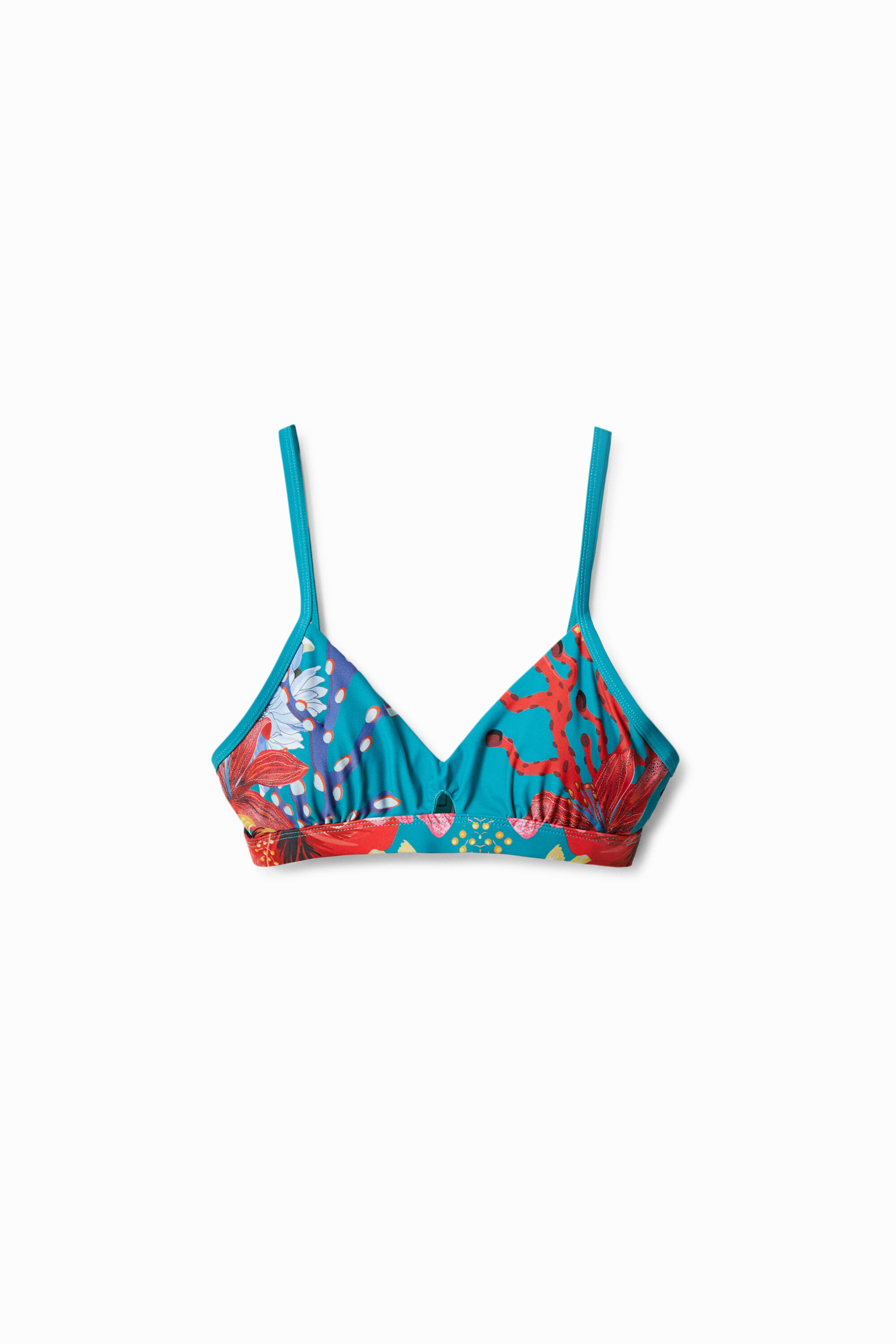 Top bikini tri&aacute;ngulo corales