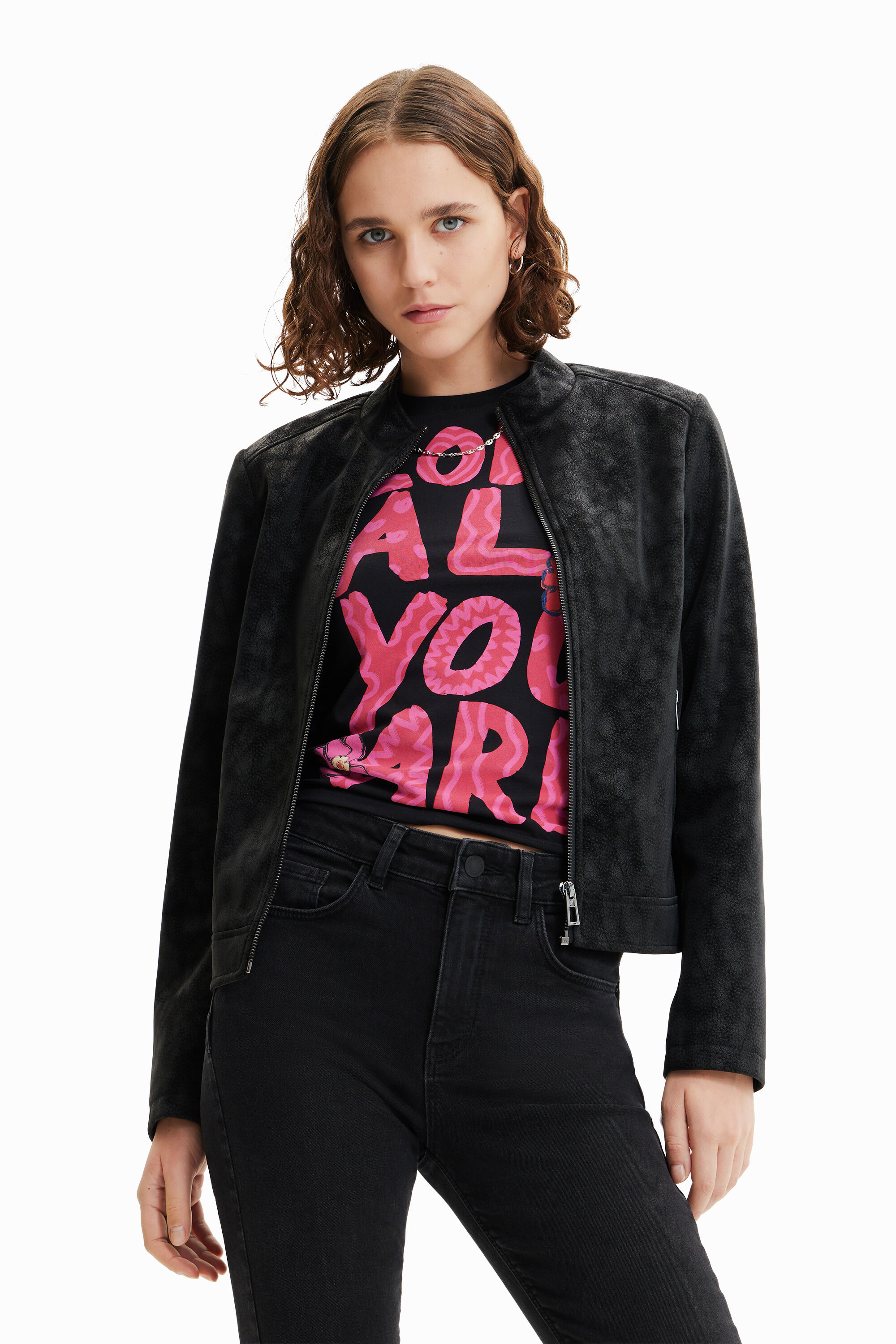 Chaqueta biker efecto ante