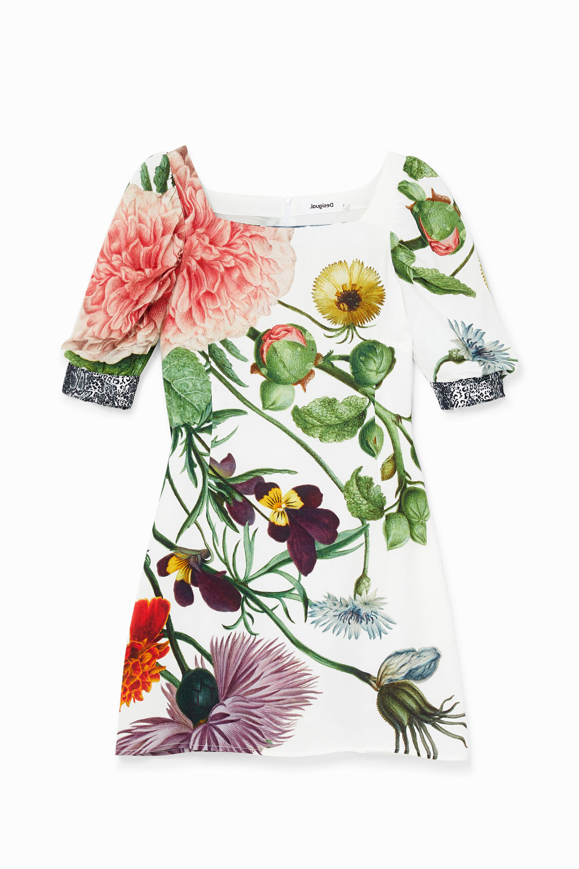 Vestido corto slim mangas abullonadas