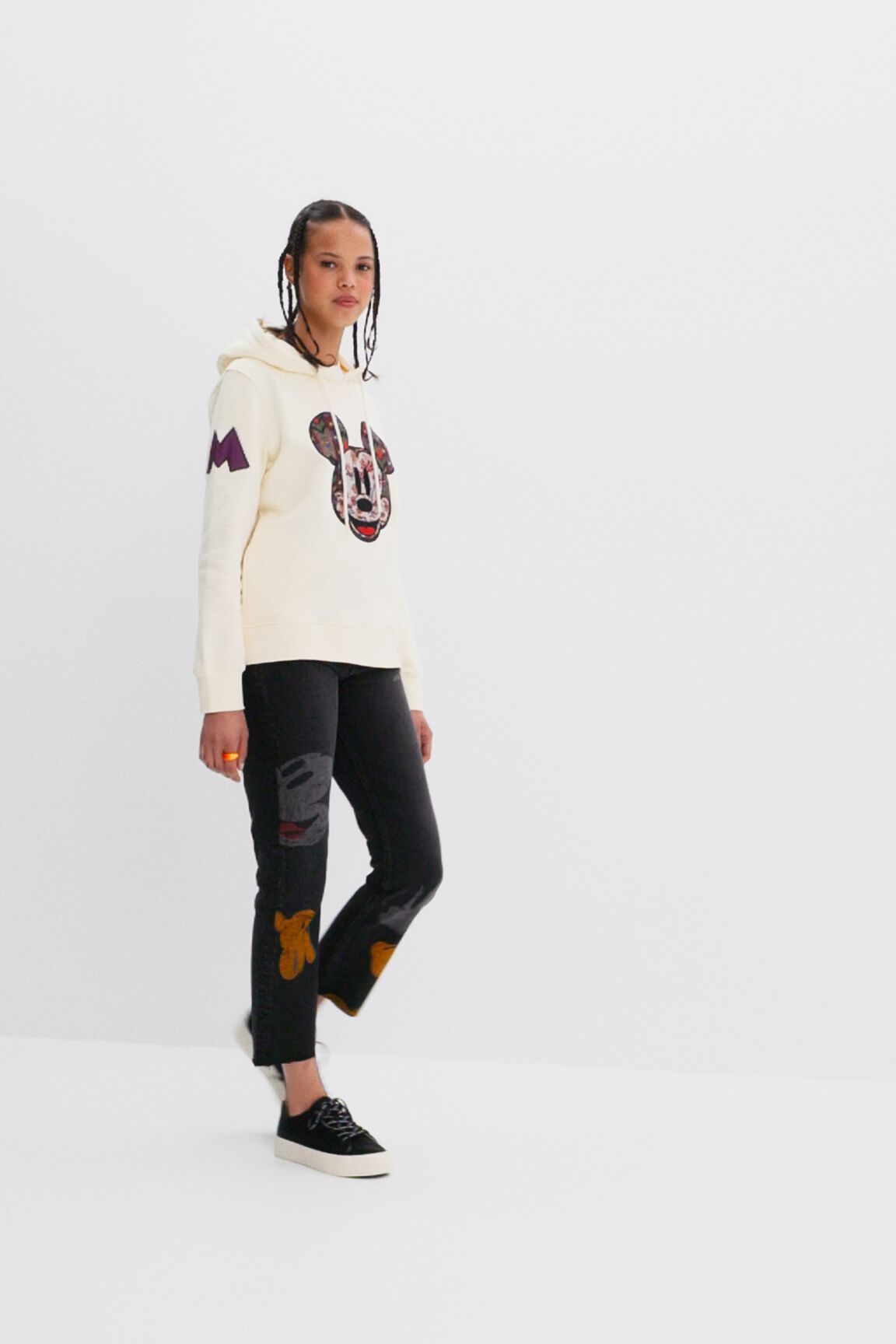 Vaqueros Straight cropped Mickey Mouse