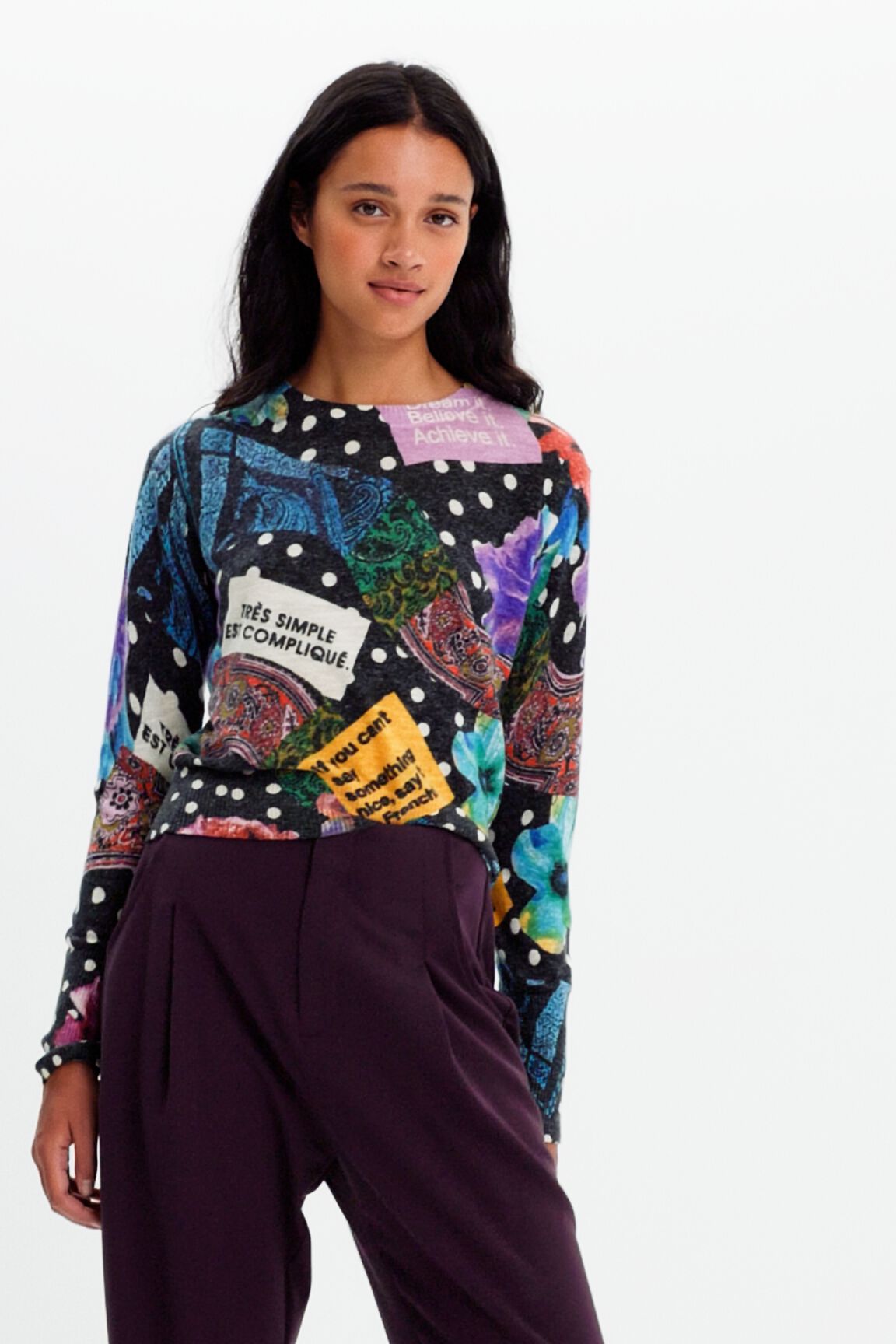 Jersey estampado lunares y paisley
