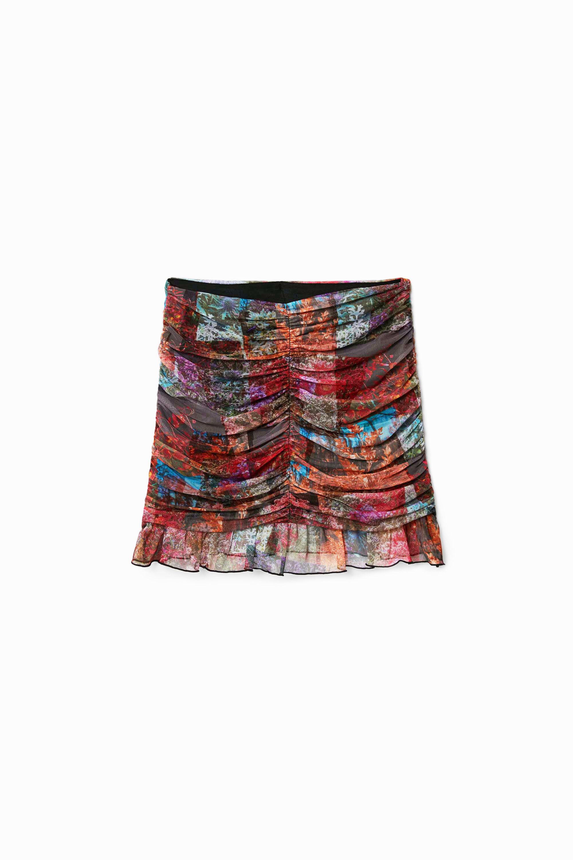Minifalda drapeada patch floral