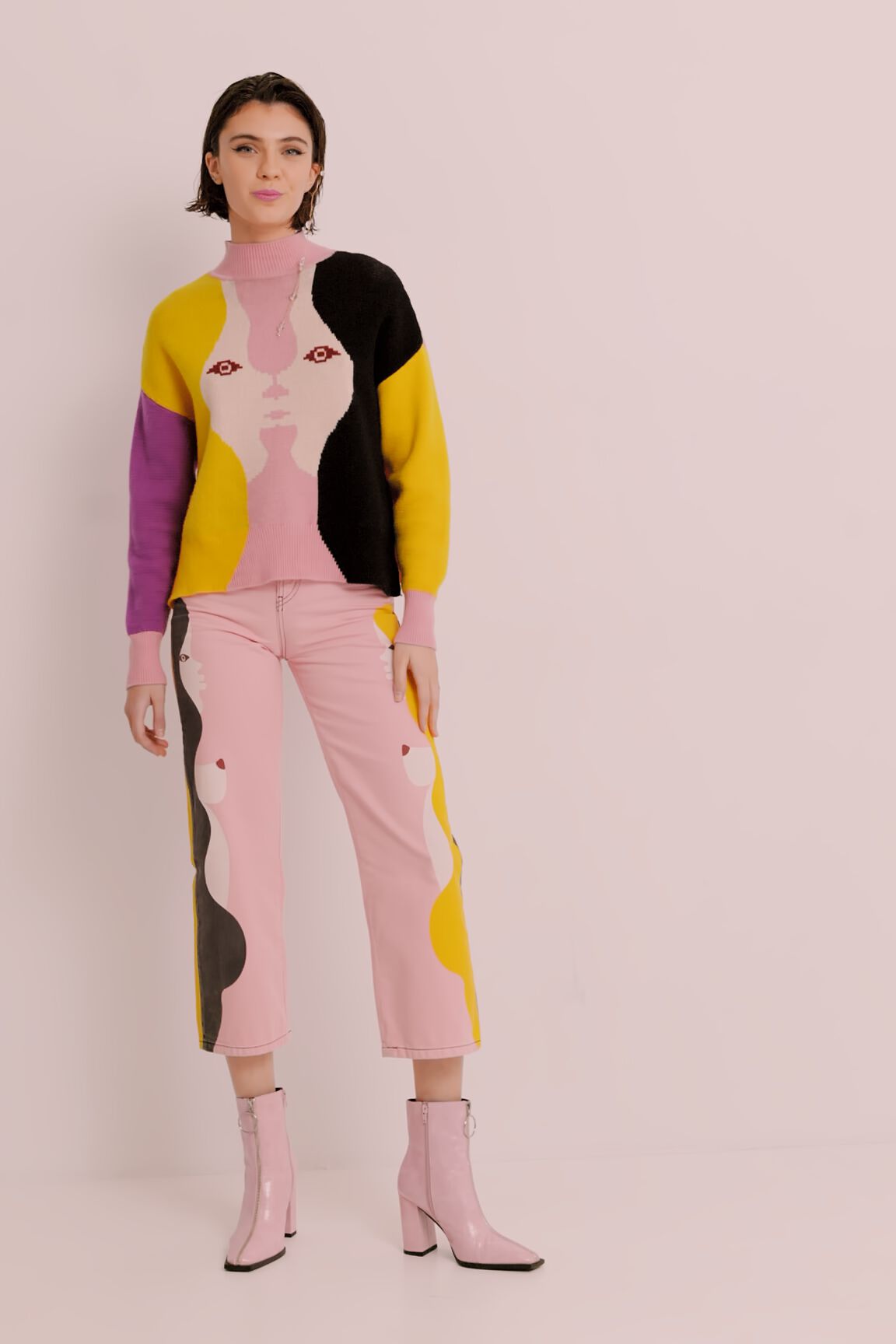 Jersey corto de tricot estampado