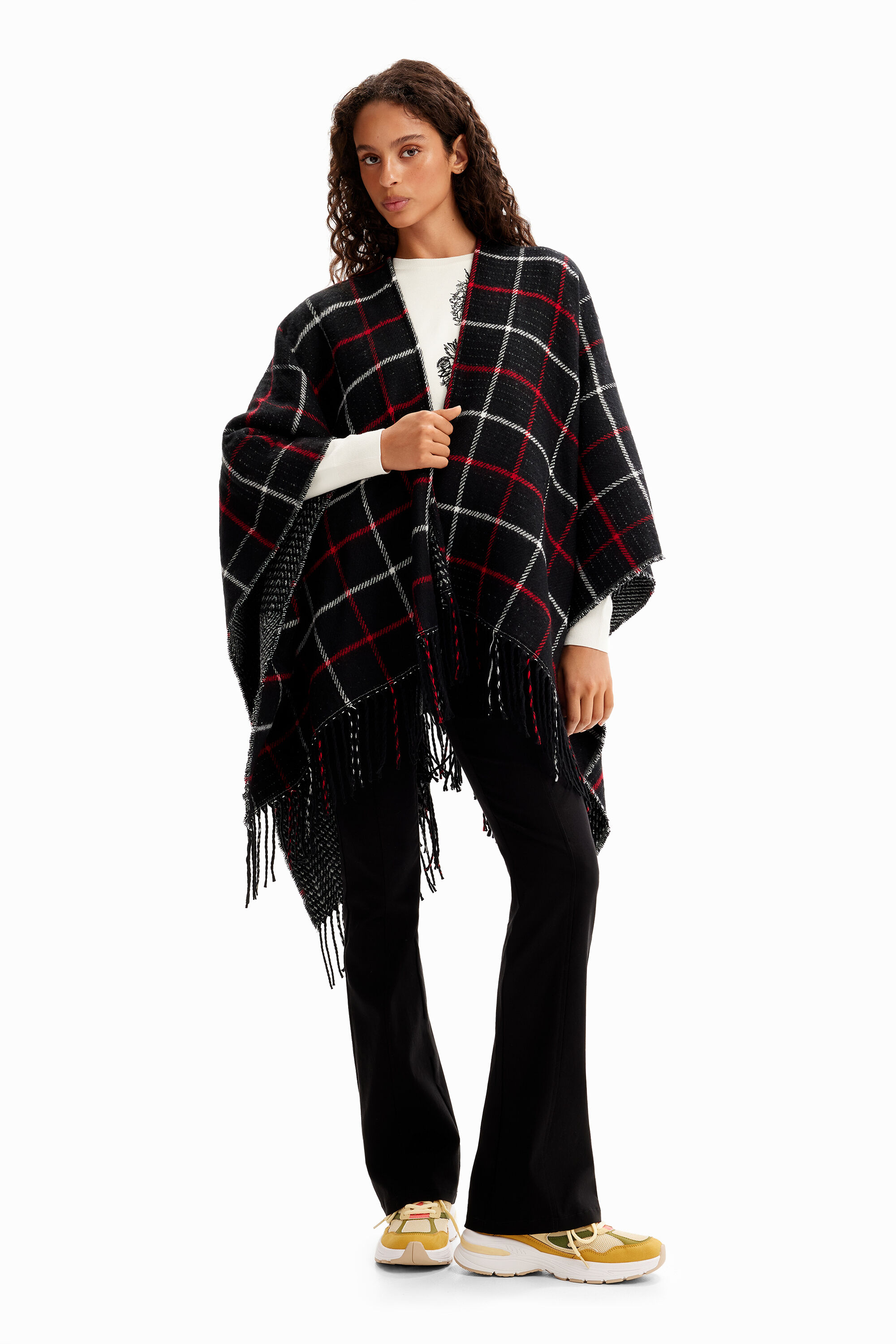 Poncho reversible cuadros