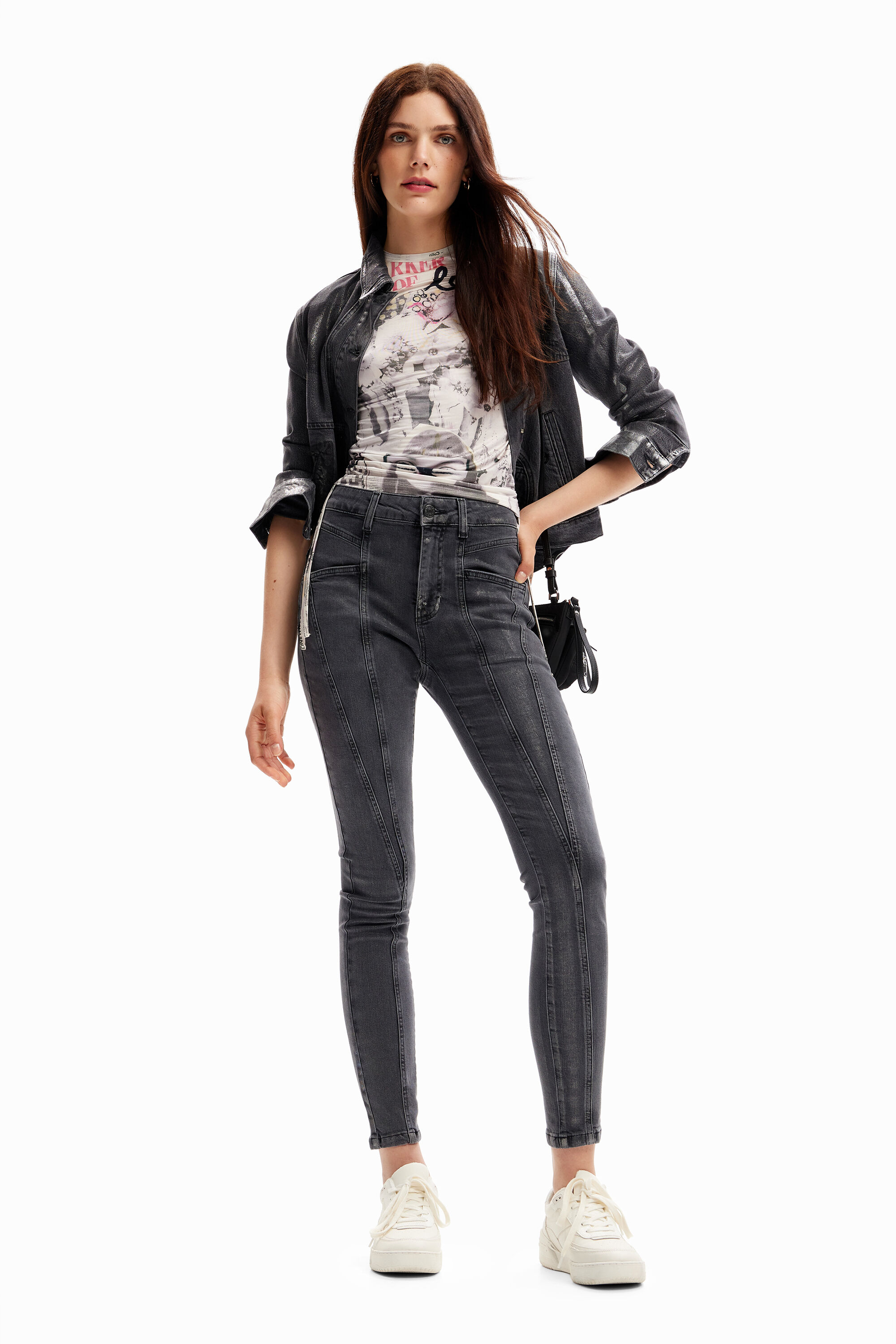 Vaqueros Skinny push-up metalizado