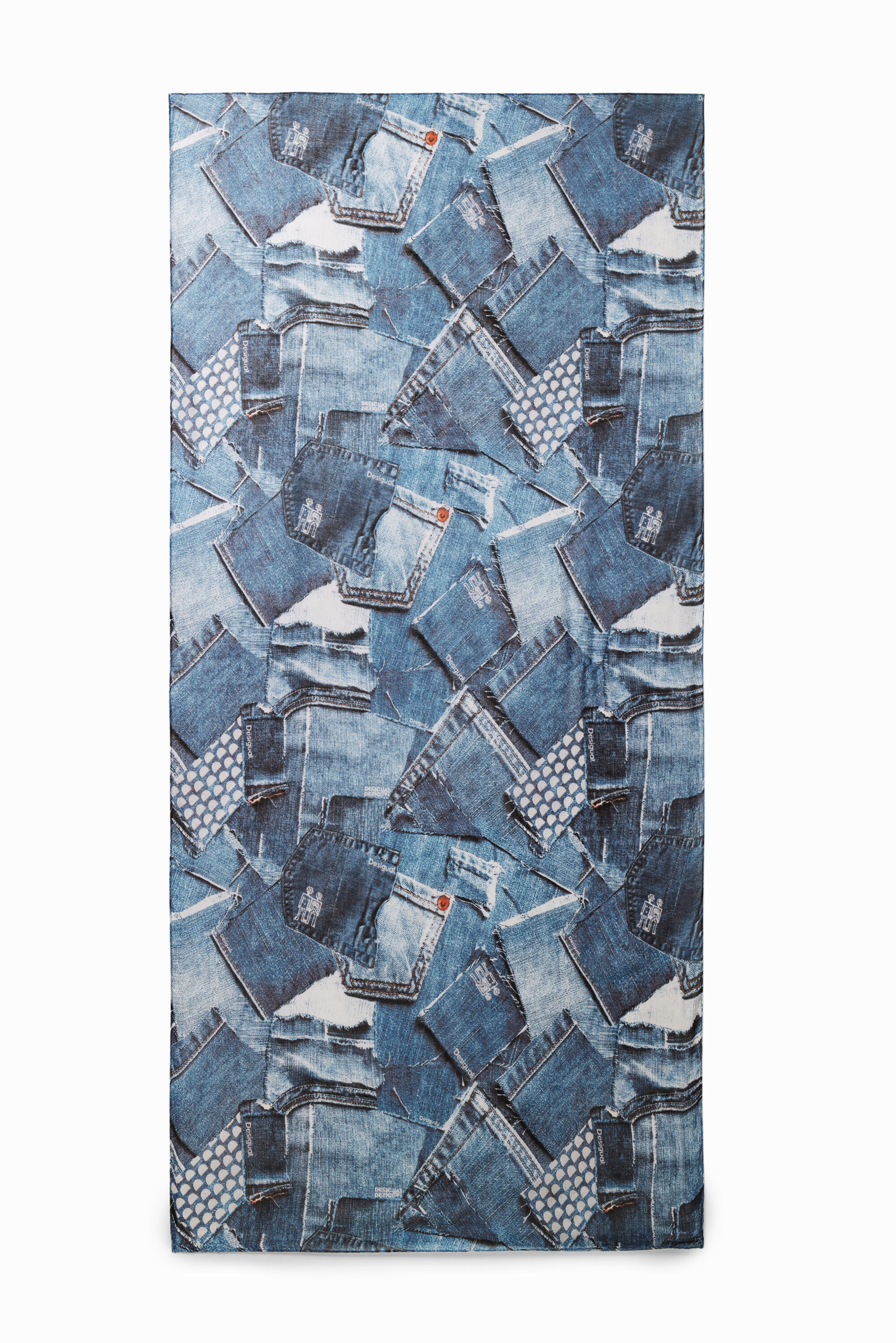 Foulard rectangular patch denim