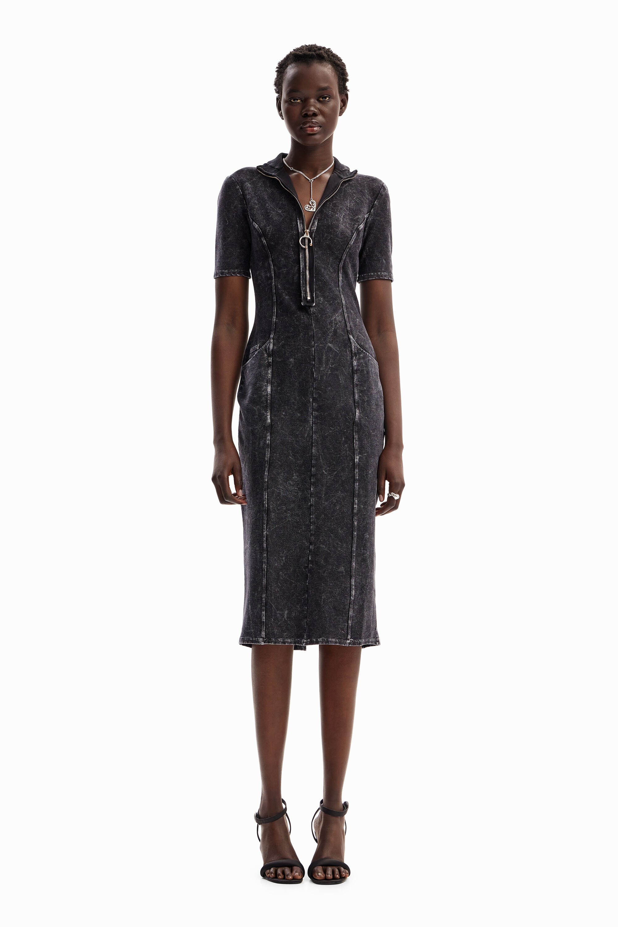 Vestido midi denim degradado