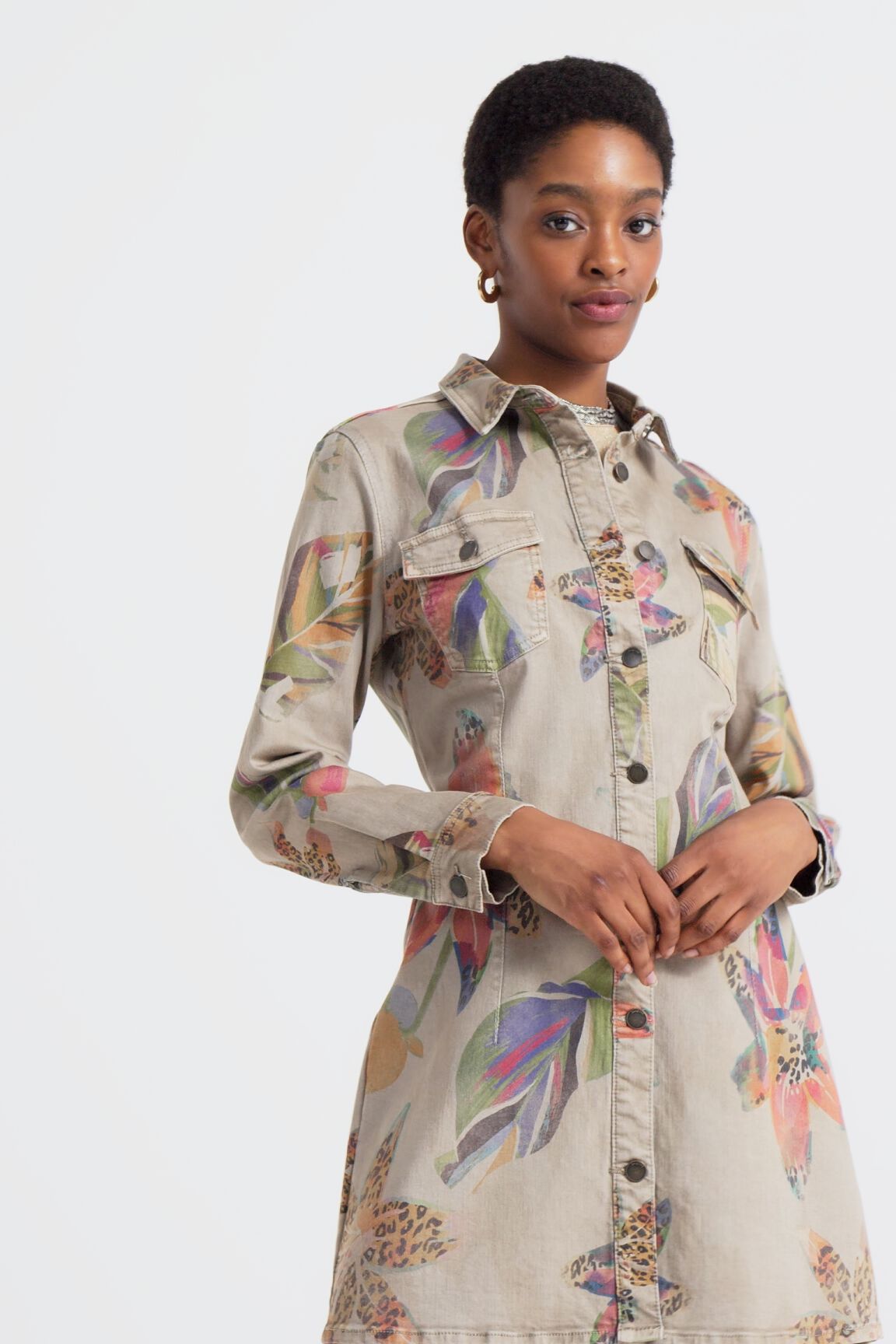 Vestido camisero camoflower