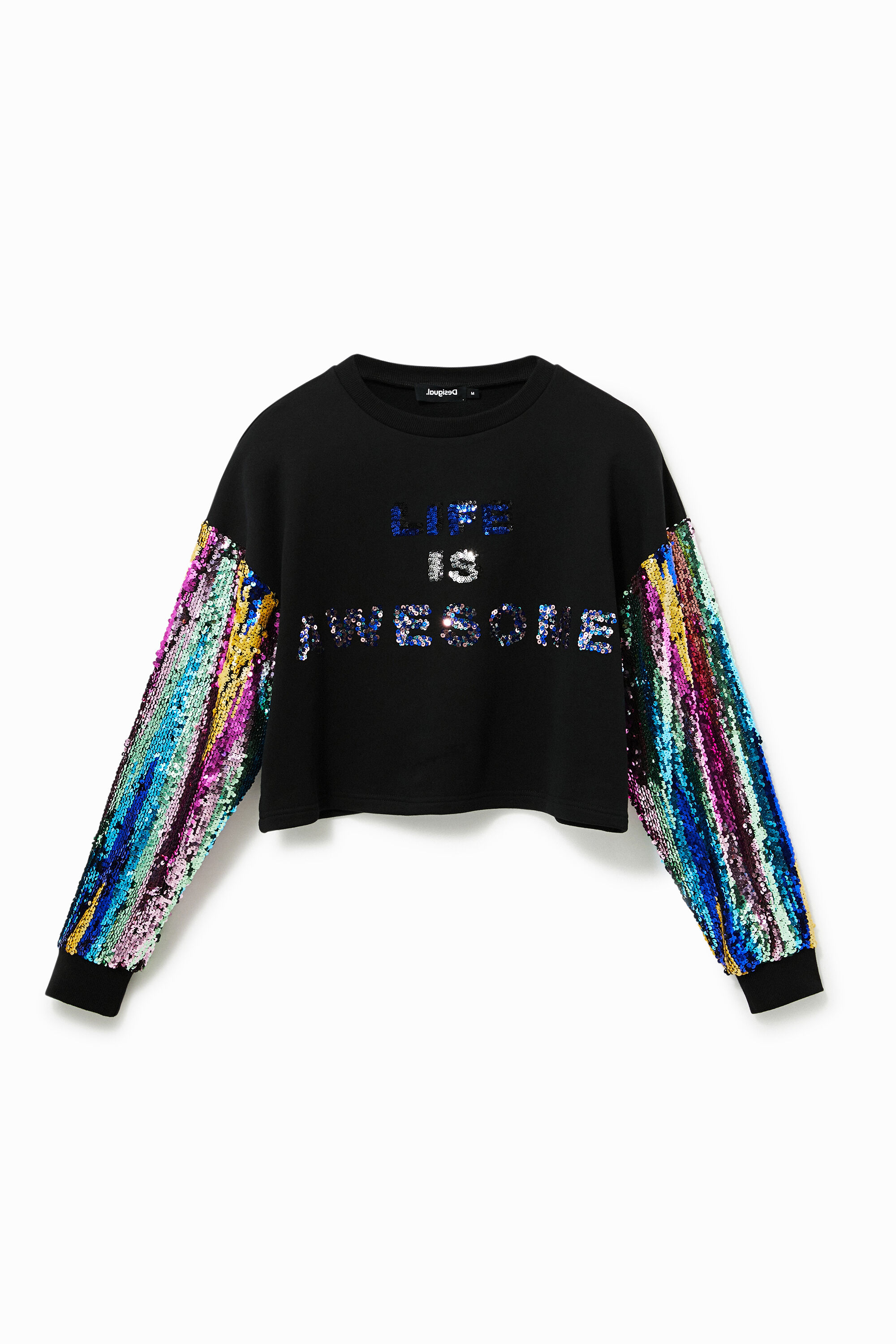 Sudadera crop lentejuelas