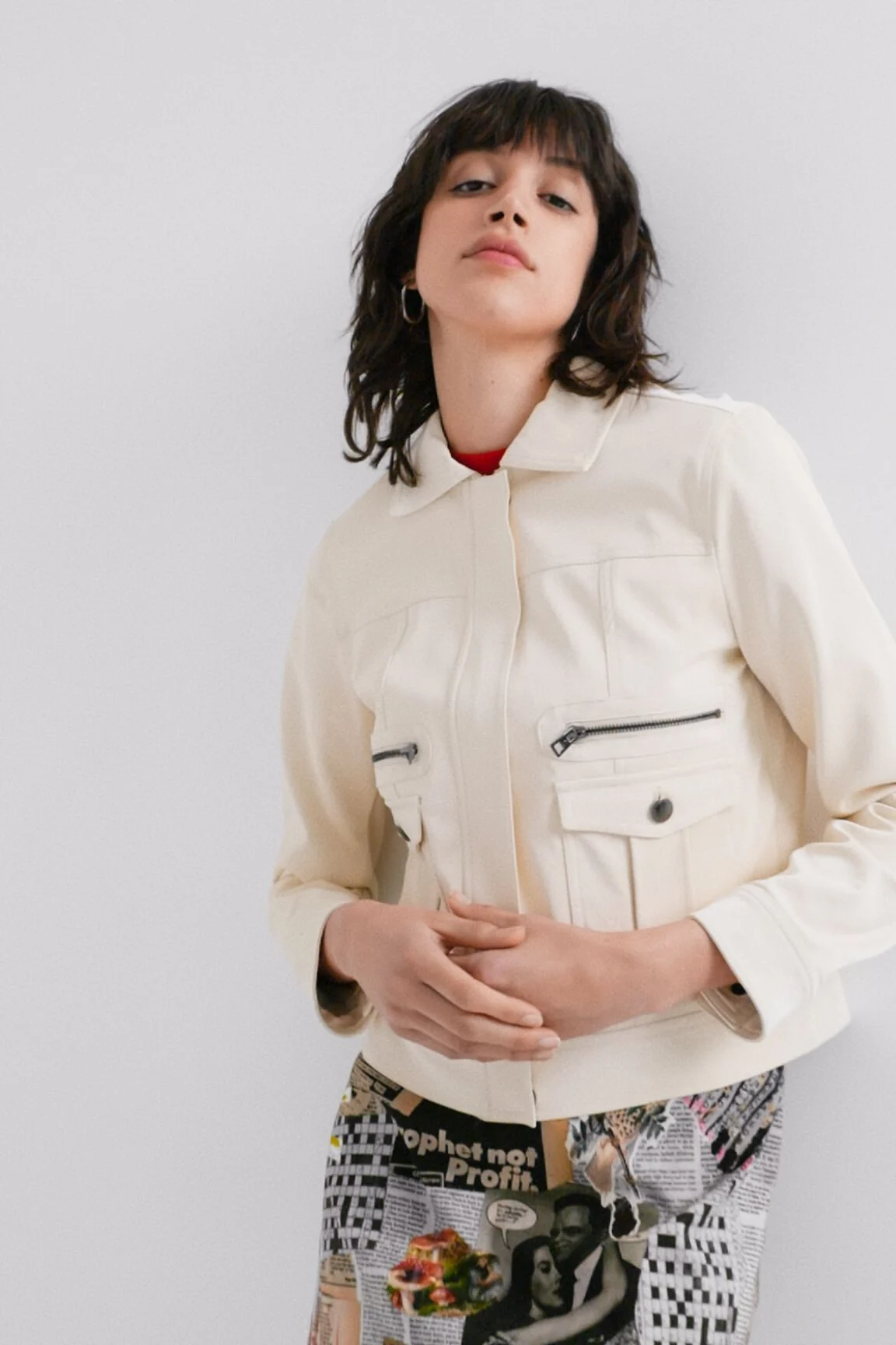 Chaqueta PU bolsillos