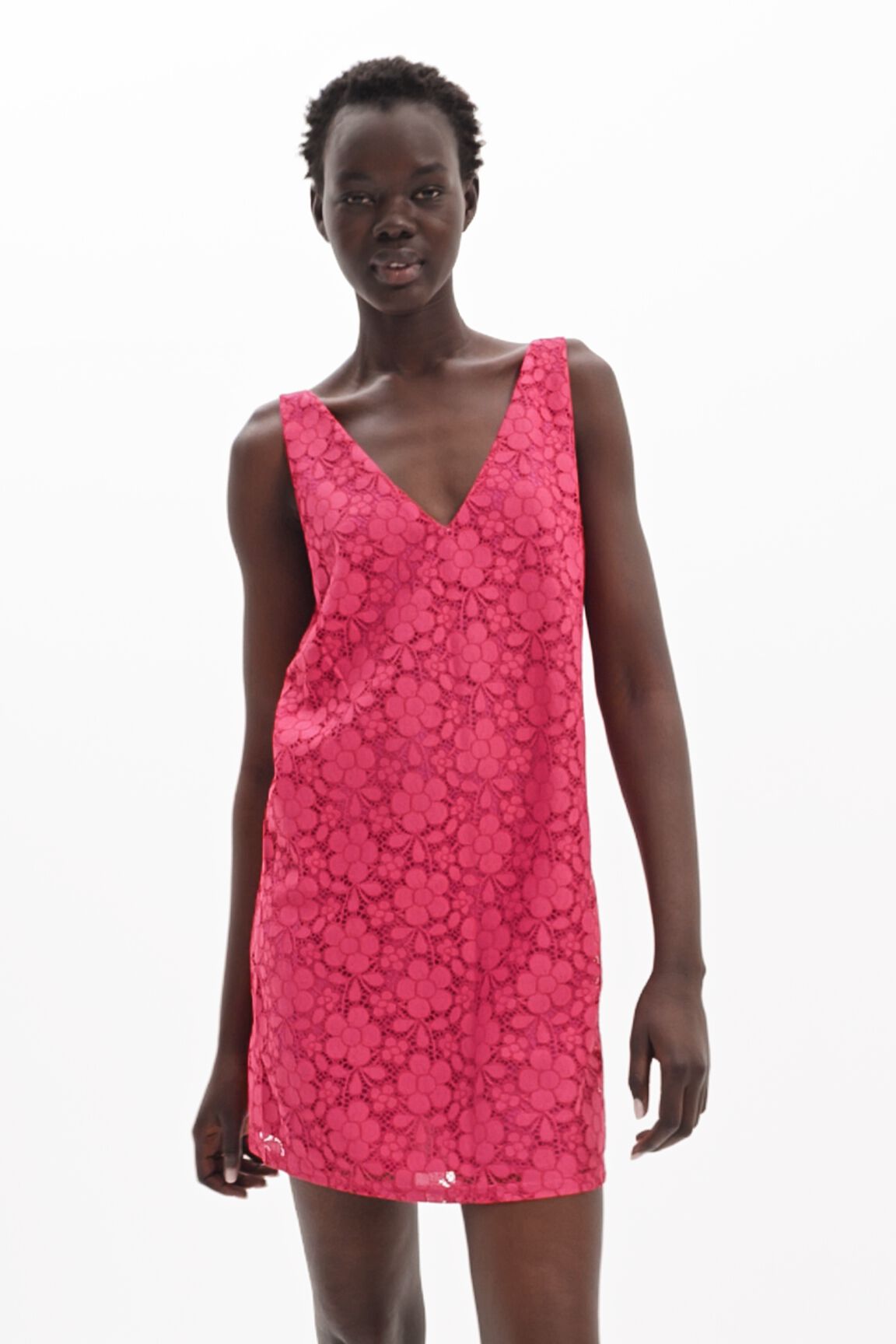 Vestido mini encaje flores