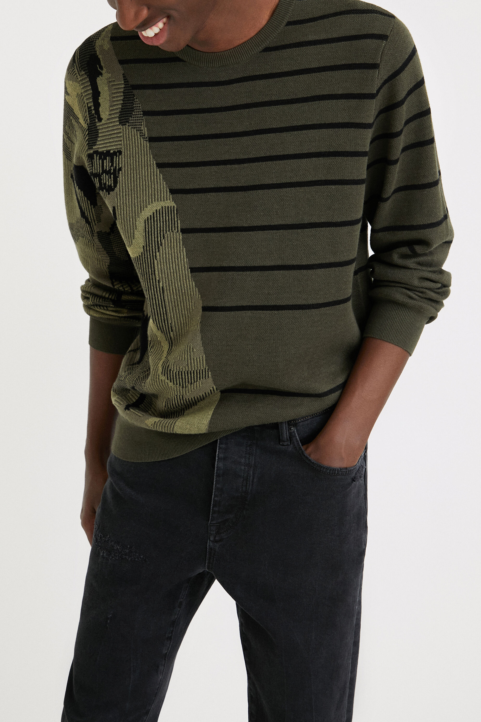 Jersey de rayas camo jacquard