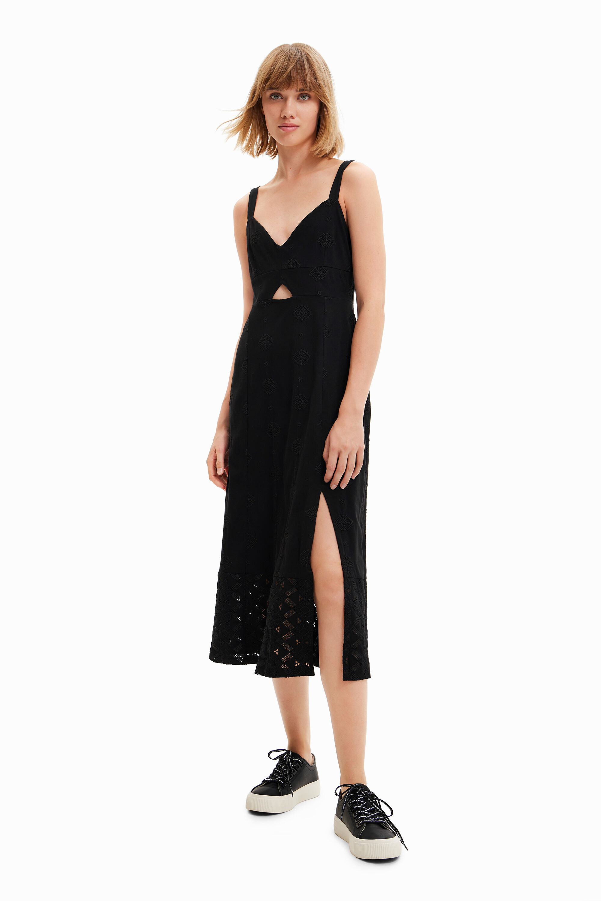 Vestido midi bordados