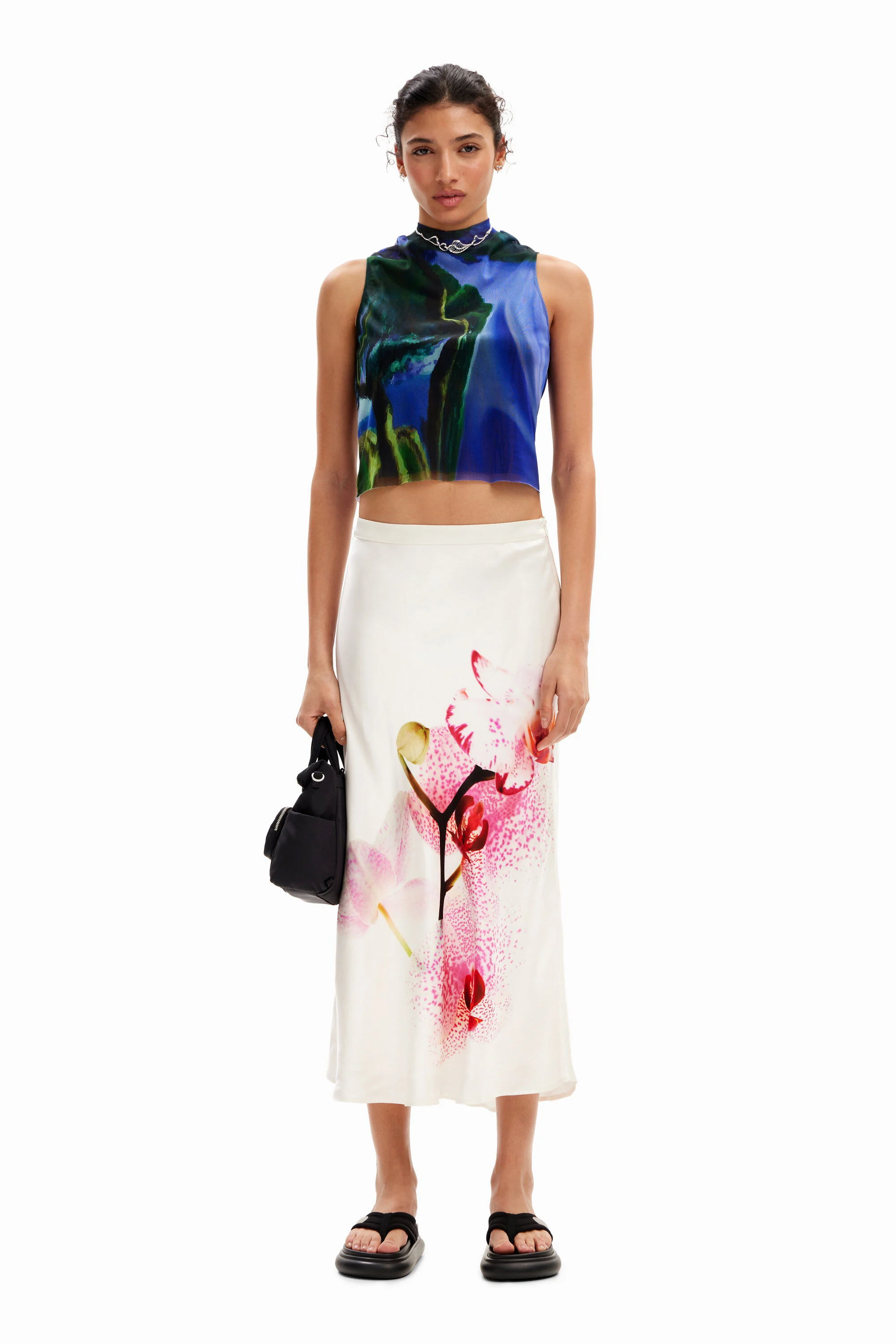 Falda midi orqu&iacute;deas M. Christian Lacroix