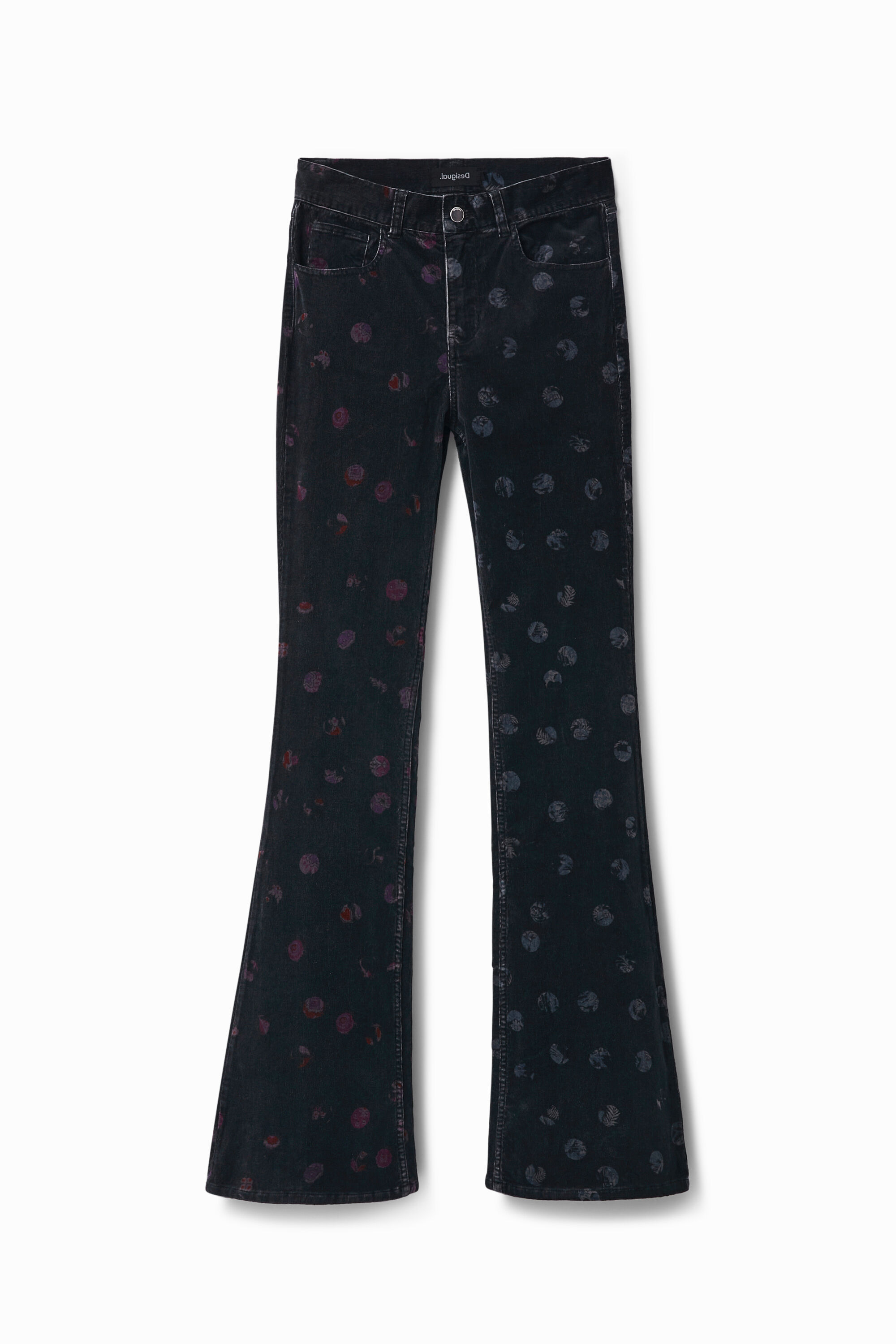 Pantal&oacute;n pana estampado topos