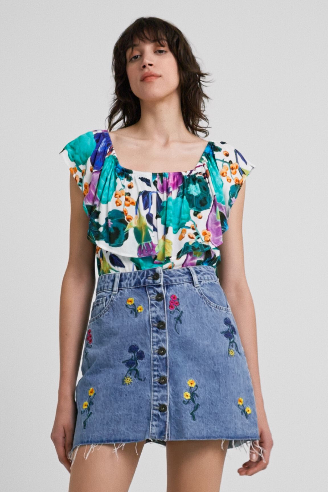 Body floral cuello de barco