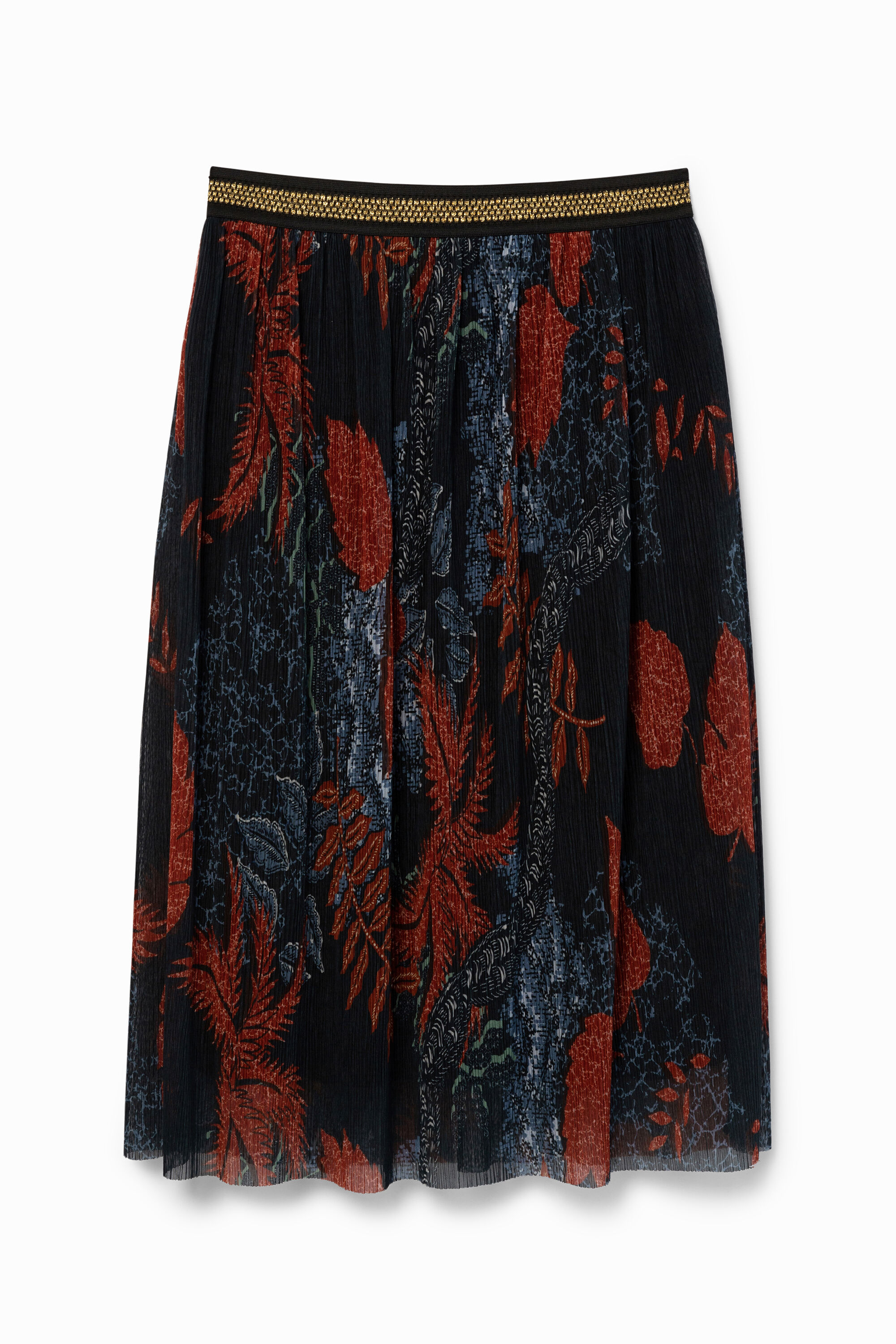 Falda midi plisada floral