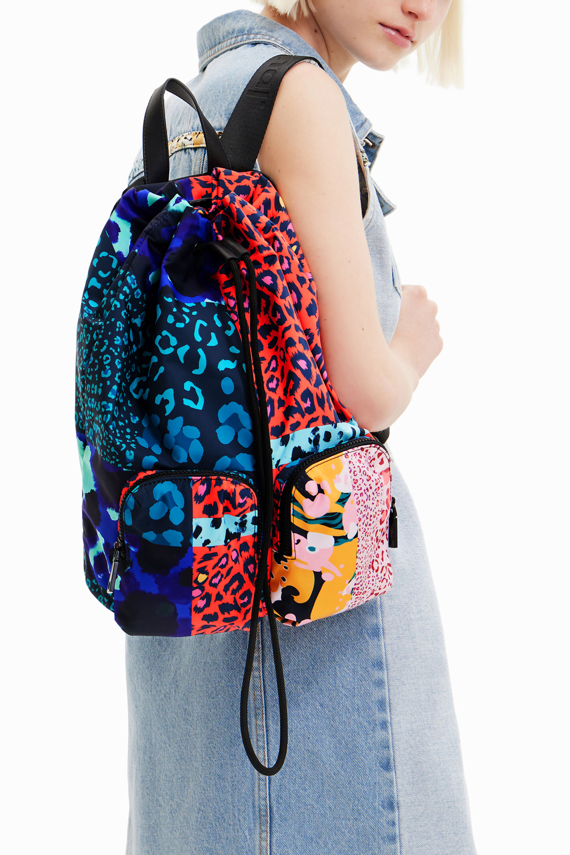 Mochila grande patch animal print