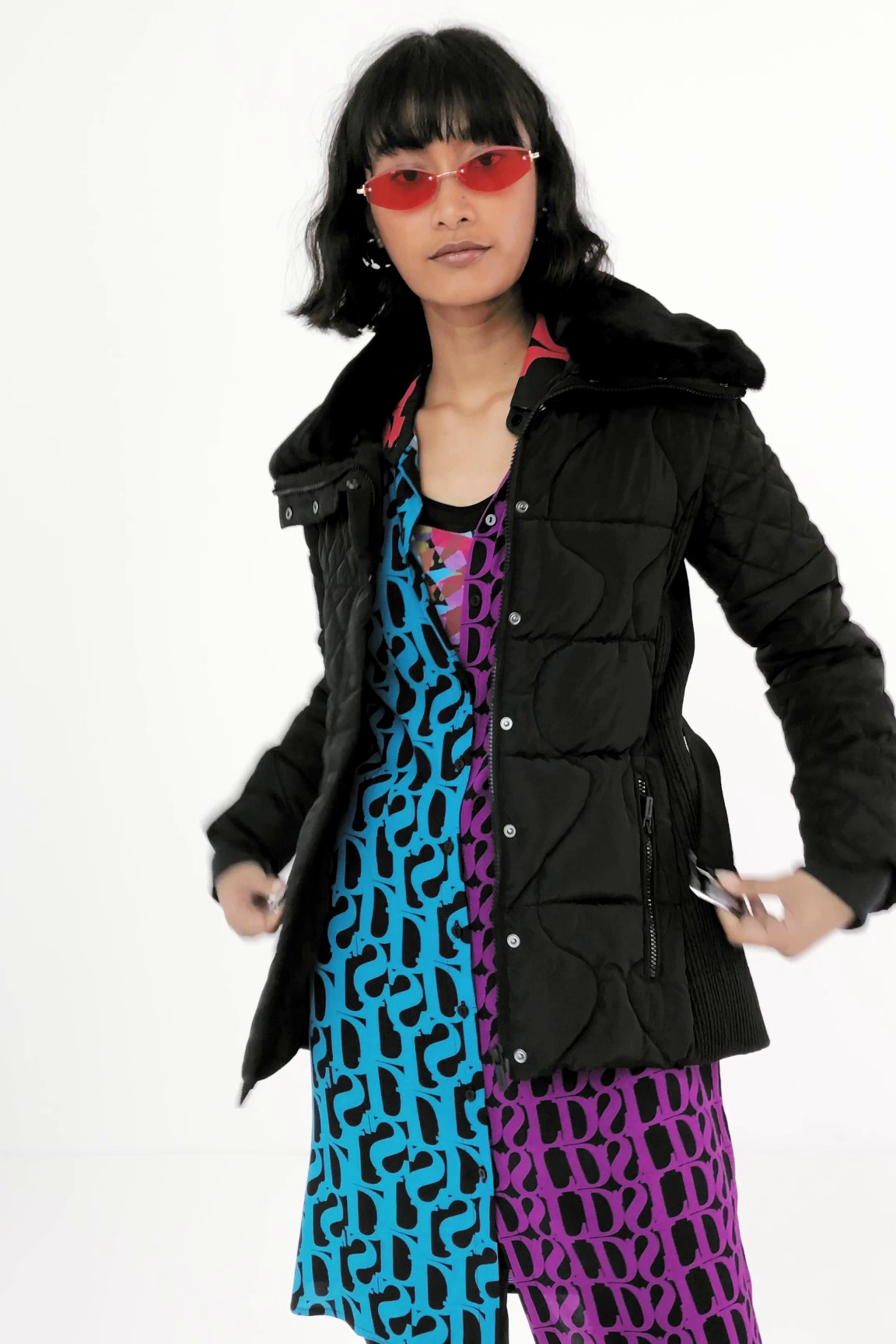 Chaqueta acolchada cintur&oacute;n