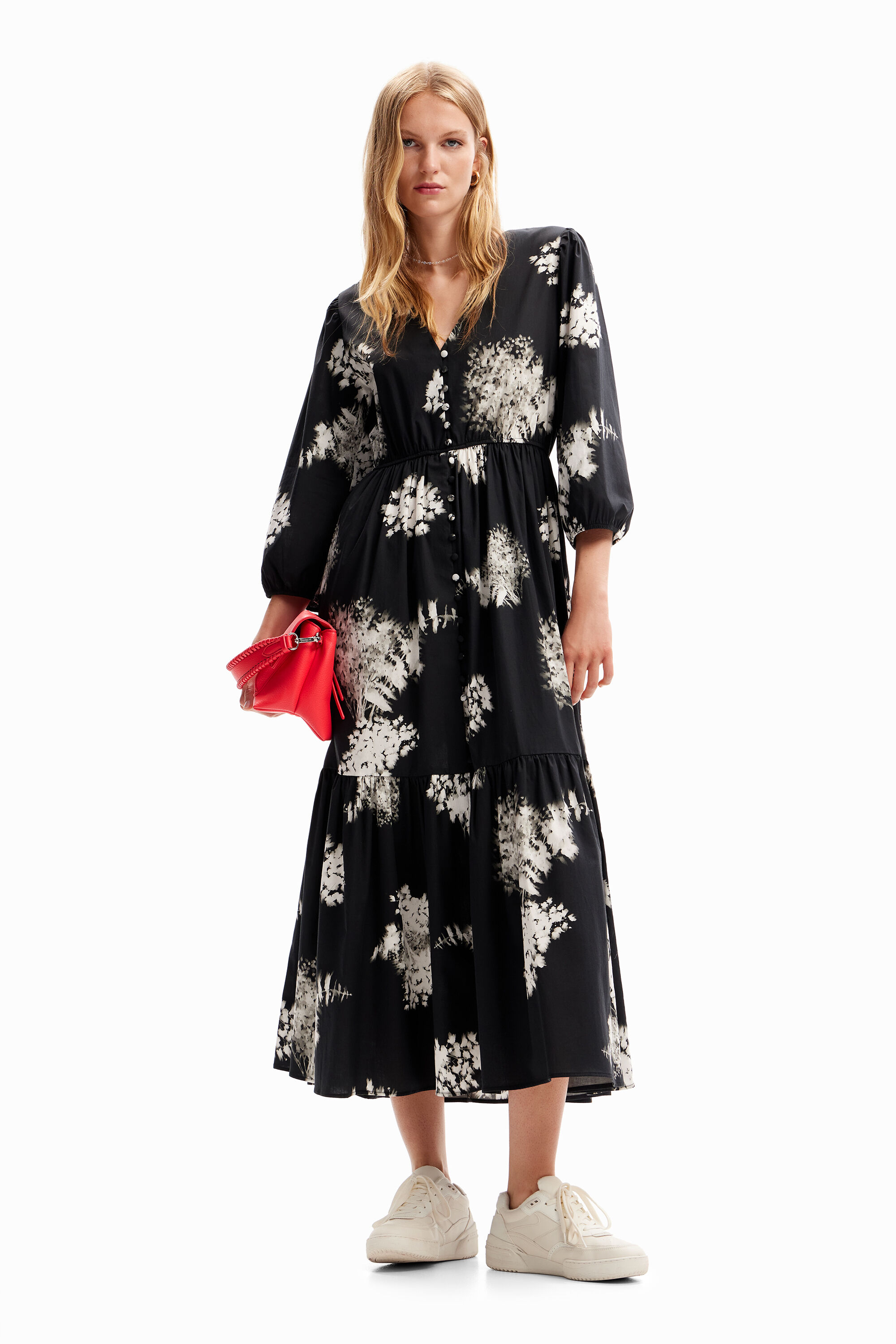 Vestido camisero midi flores