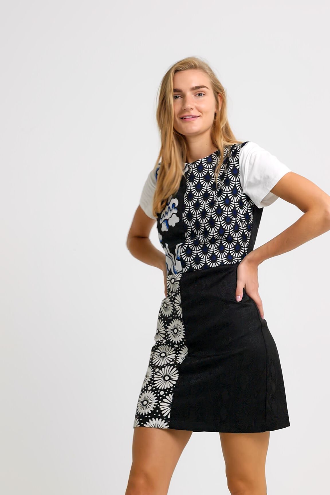 Vestido slim patchwork