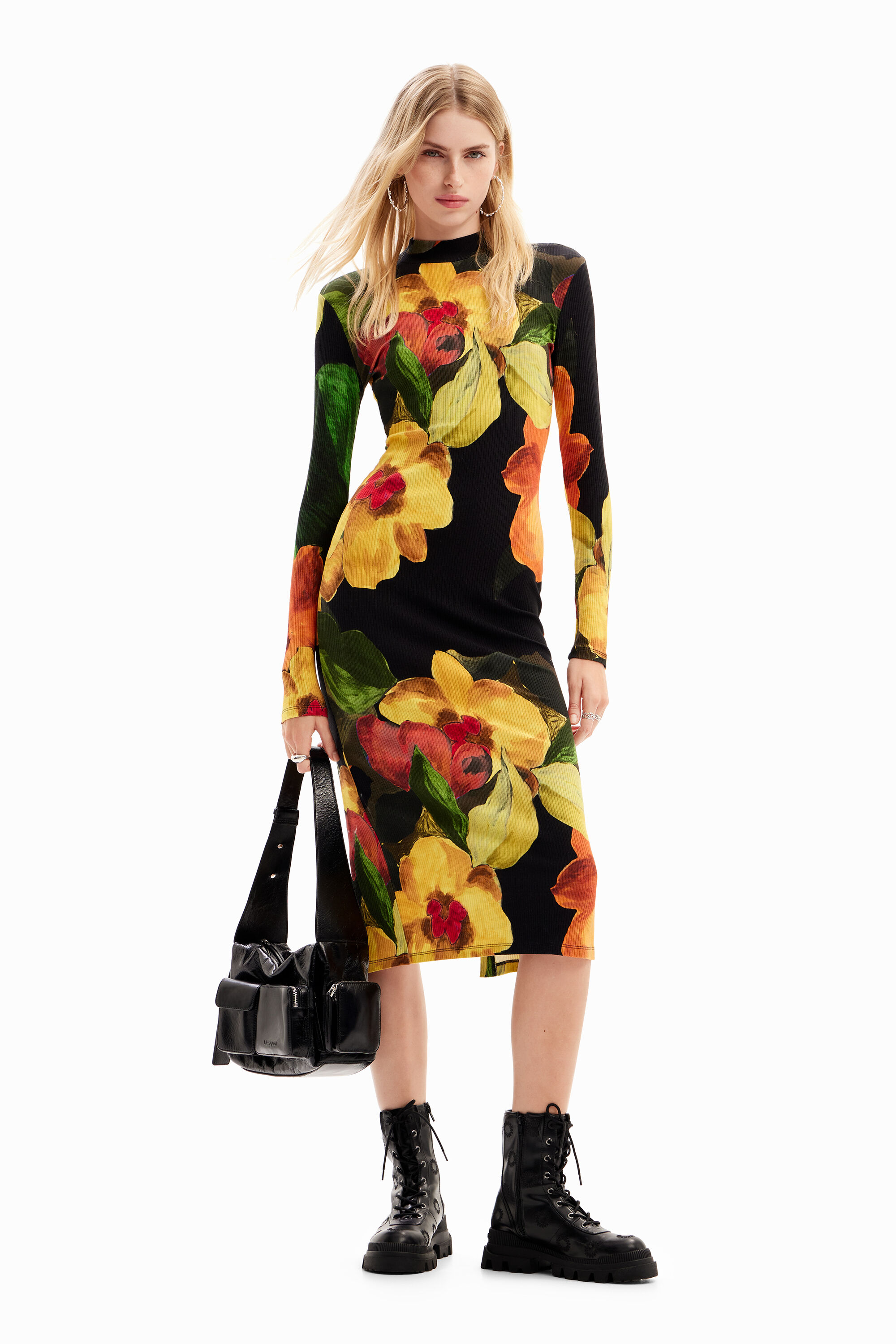 Vestido midi slim flores